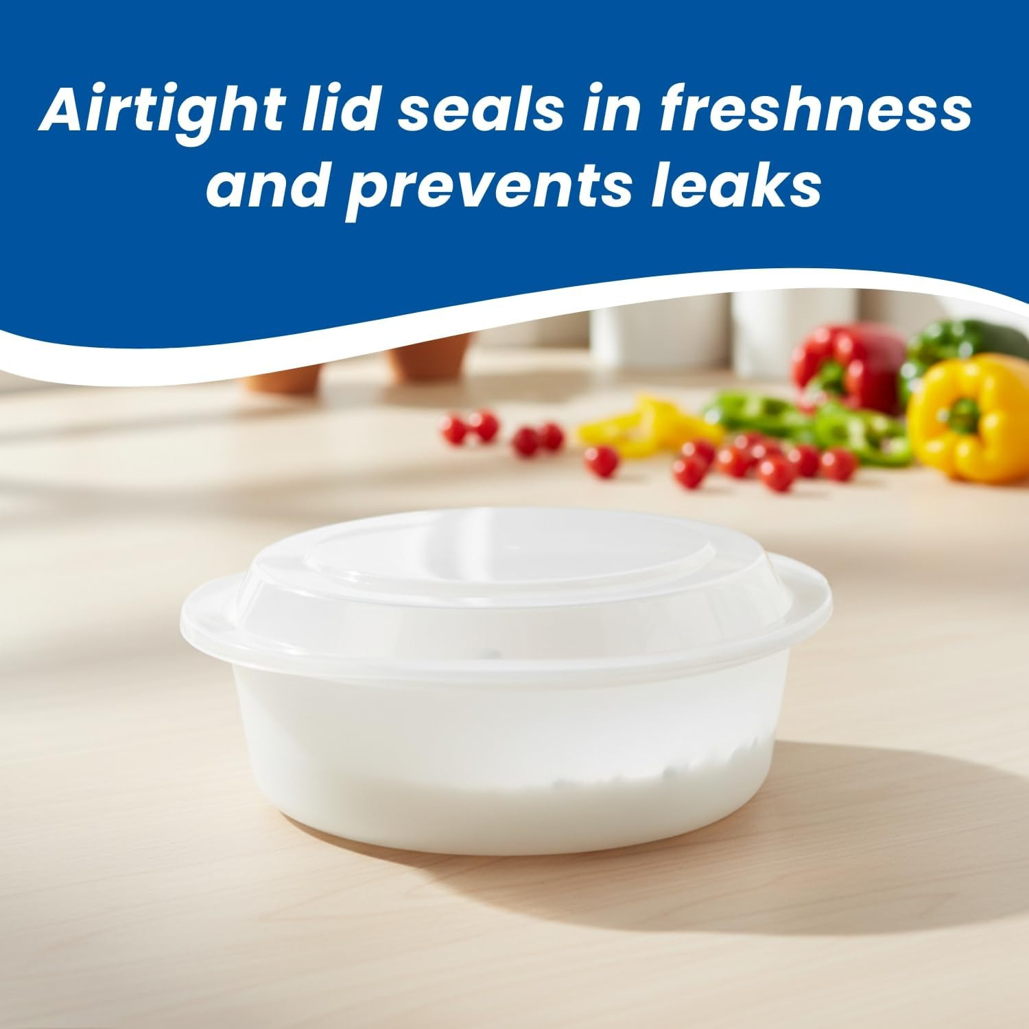 Premium Deep round White Containers – 9″ (Pack of 6) – Stackable & Leak-Proof De