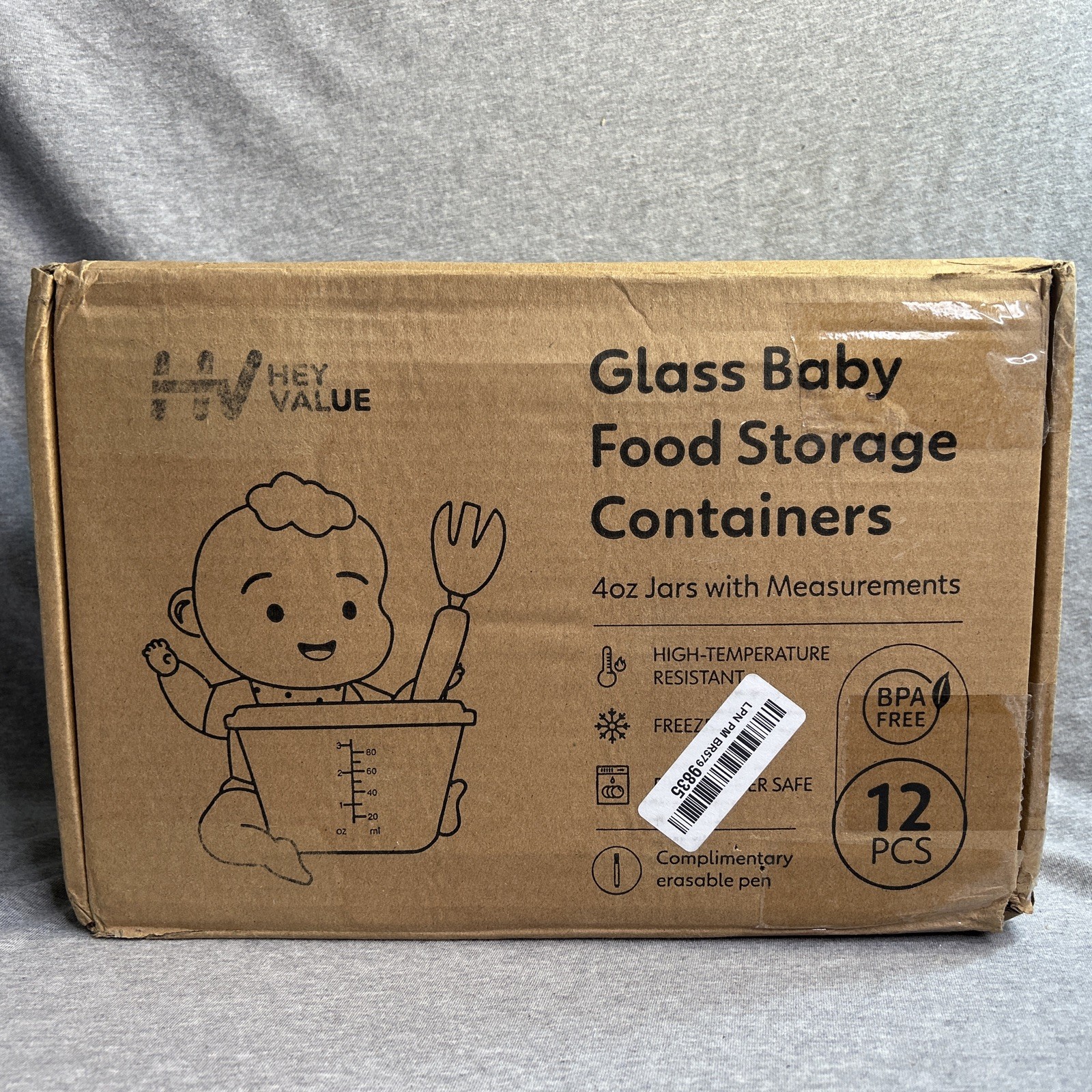 Hey Value Glass Big Batch Baby Food Storage Containers – Set of 12 4-Oun…