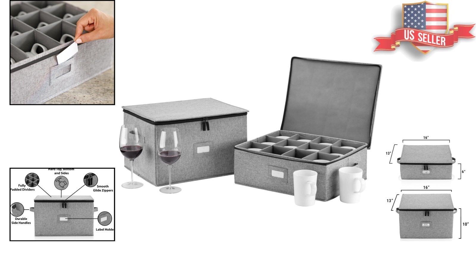 2 Stackable Glassware Storage Cases with Fully Padded Interior – Set of 12 pe…