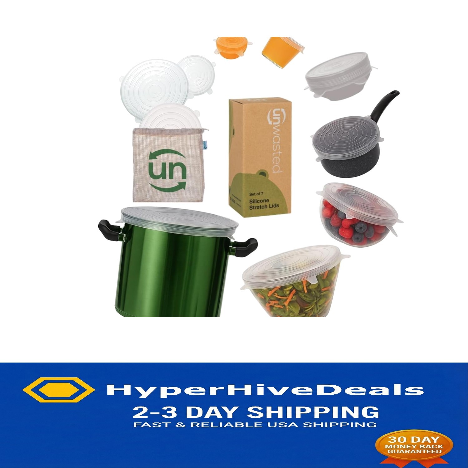 7-Pack of Platinum Grade Reusable Silicone Lids – Ideal for Any Food Storage