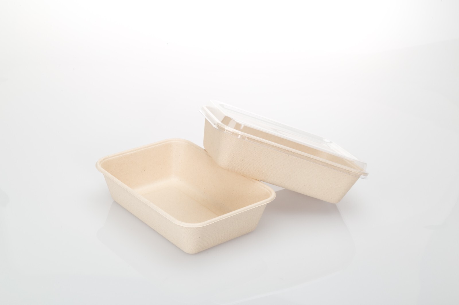 50/100sets ST-858G Sugarcane Fiber Take Out Containers Biodegradable Bento Box