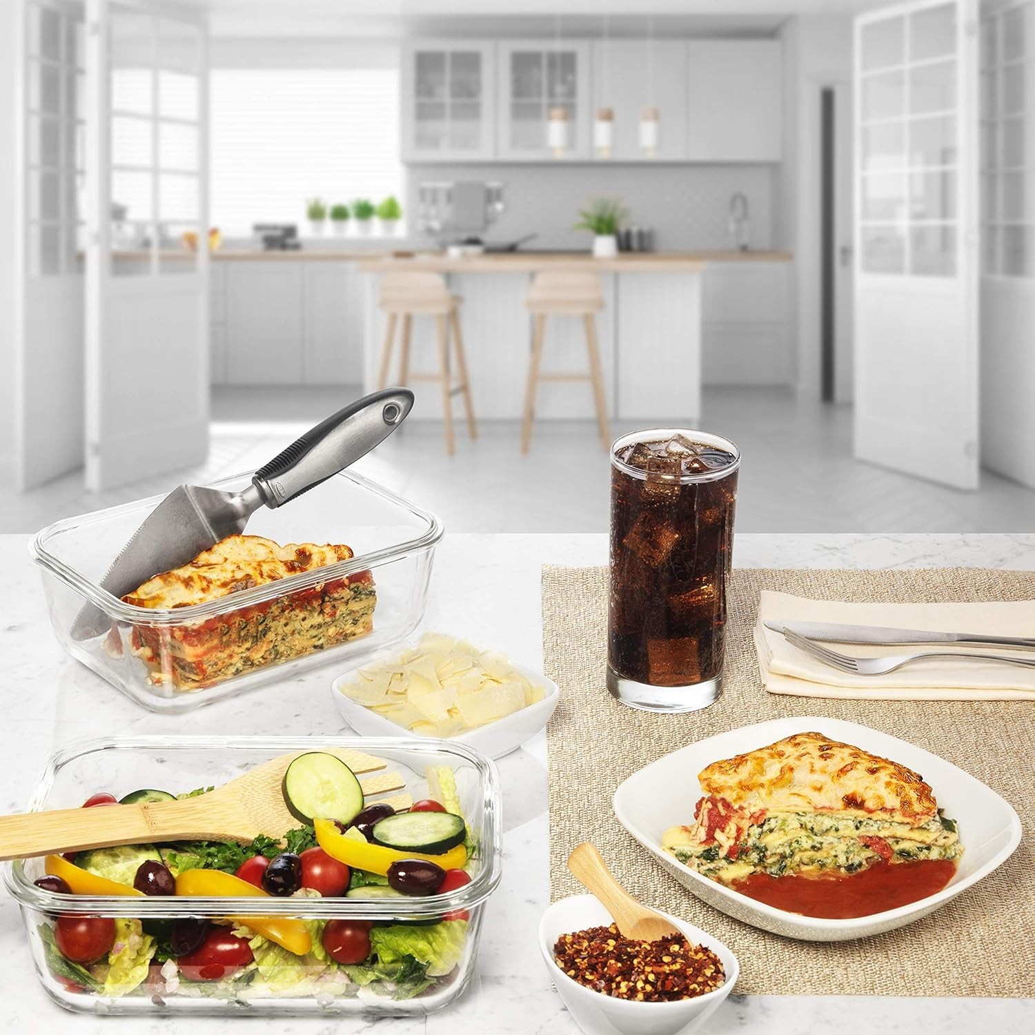 Clear 8 Cup Glass Containers with Locking Lids – Ideal for Meal Prep & Baking