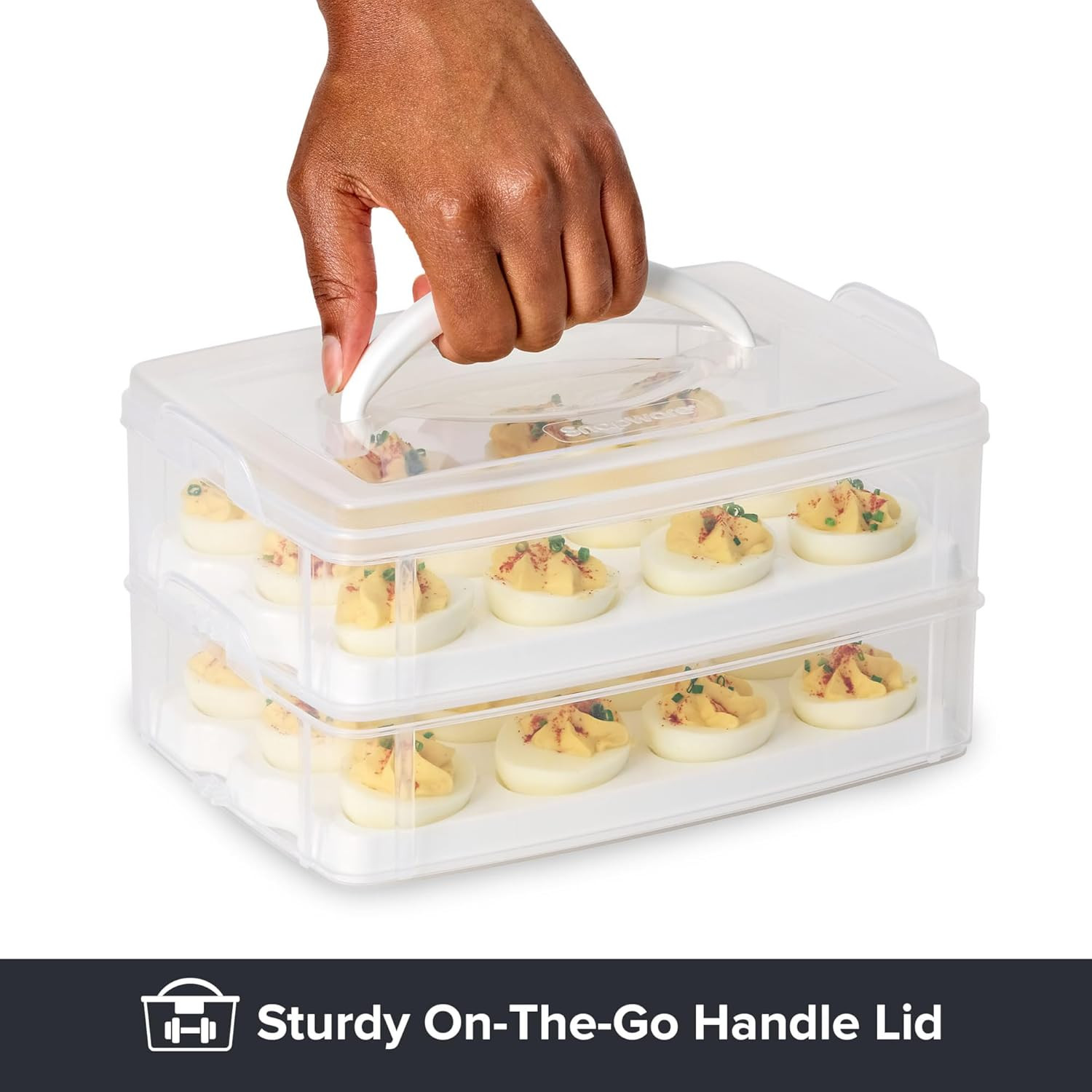 (2-Layer, 24 Eggs) Plastic Detachable Deviled Egg Carrier Storage Container W…
