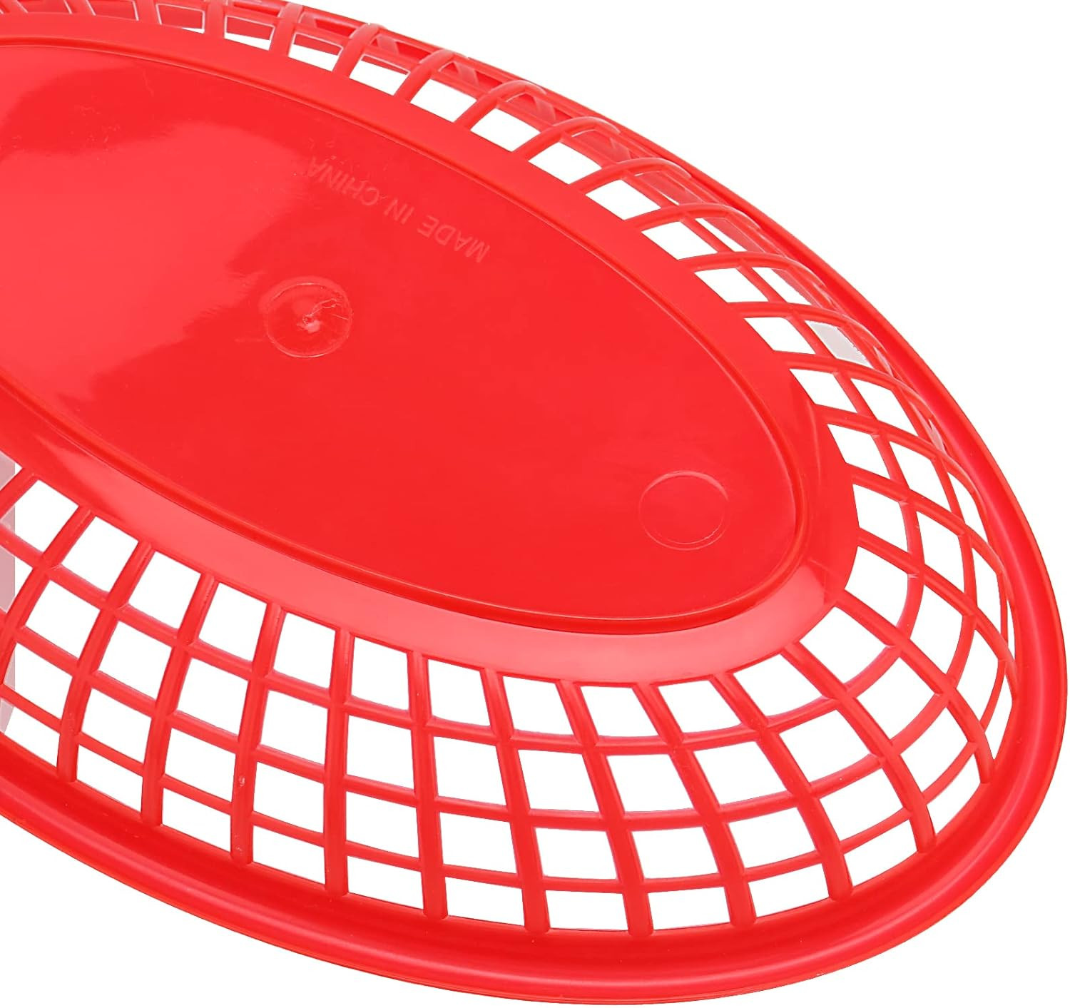 MOUYAT 50 PCS Red Plastic Baskets, 9 X 6 Inch Oval Fast Food Serving Baskets for