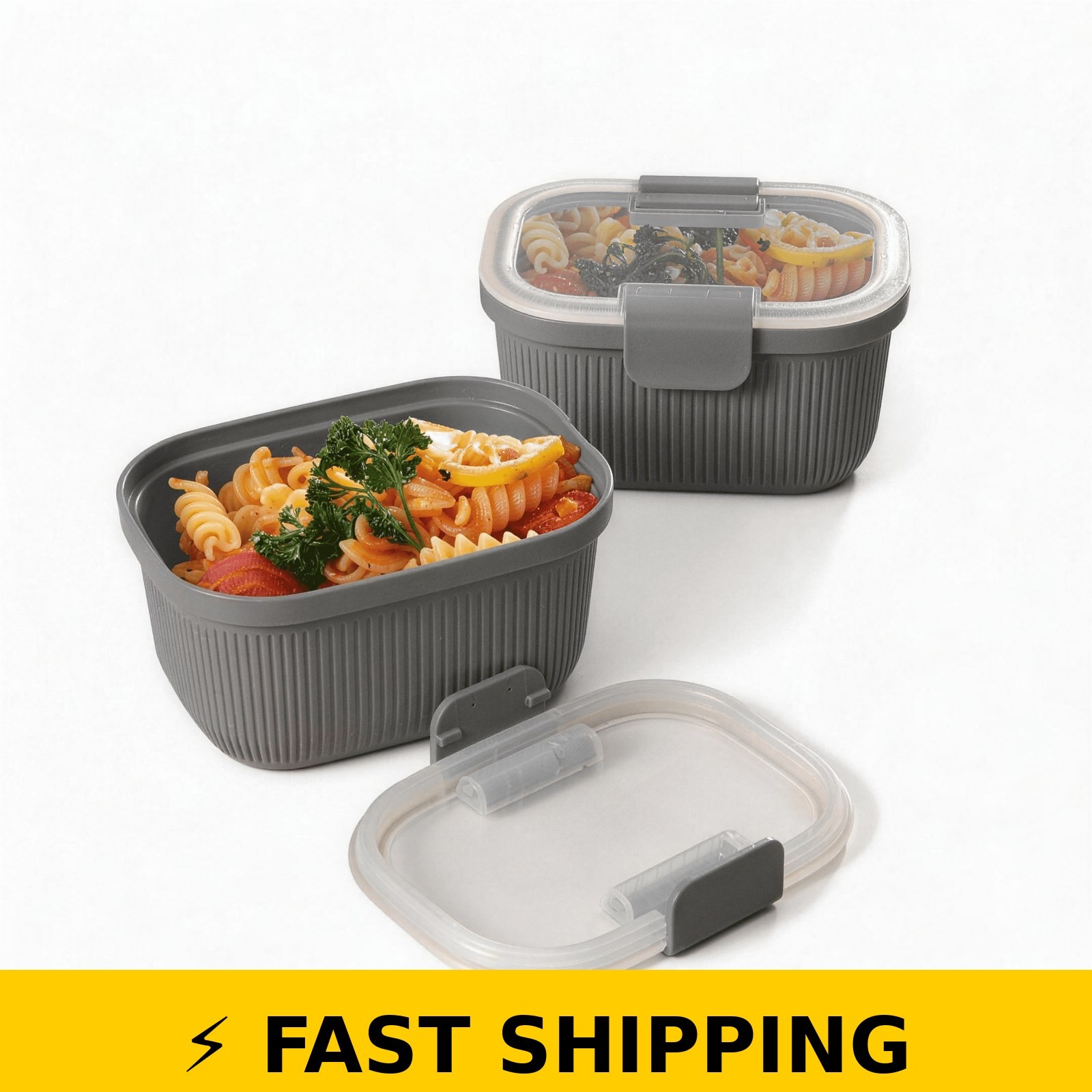 Mainstays 19oz Rectangle Food Storage Bento Snack Container, Grey