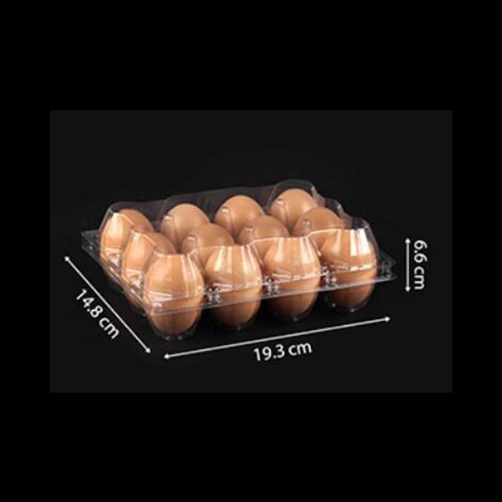 Clear Plastic 12 Grid Empty Chicken Egg Carton Tray With Hinge Lid 40 PCS