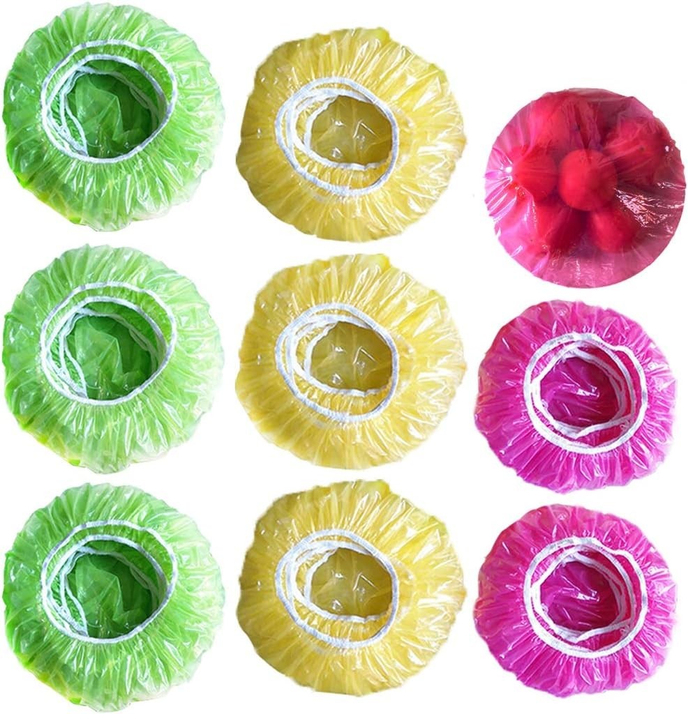 Reusable Bowl Covers Set of 60 Plastic Elastic Food Wraps for Outdoor Picnics