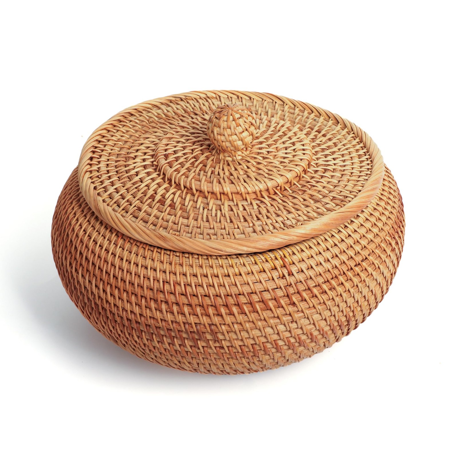 Handwoven Rattan Basket with Lid | Multi-Use Storage Organizer for Kitchen, L…
