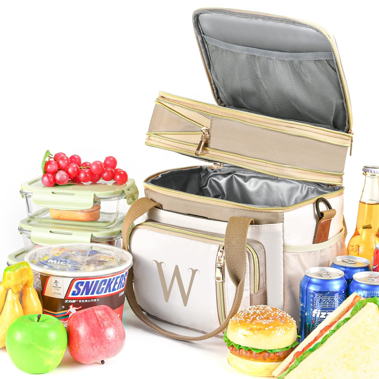 LOKASS 16L Initial Insulated Lunch Bag for Women Work Leakproof Cooler Tote