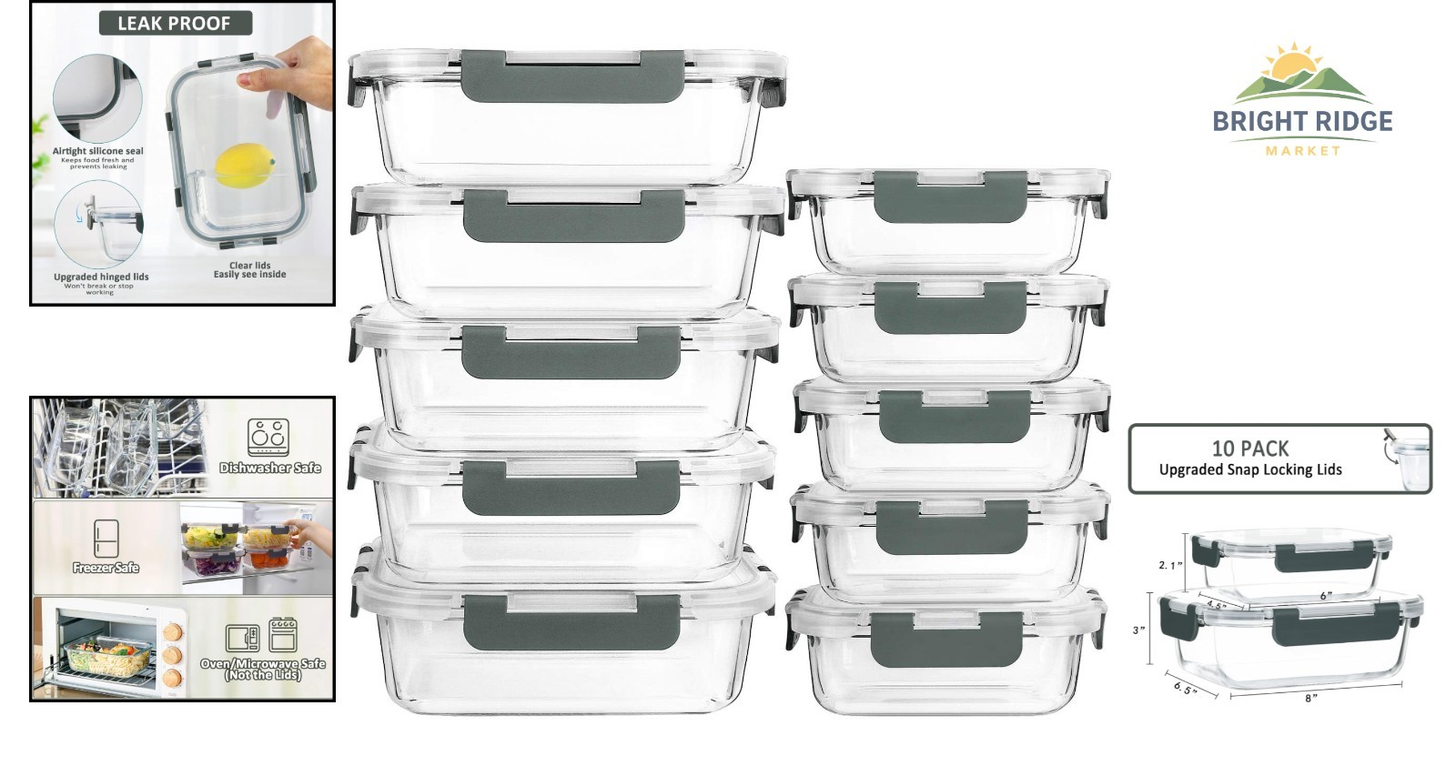 Durable Glass Meal Prep Containers Great for Freezing and Reheating
