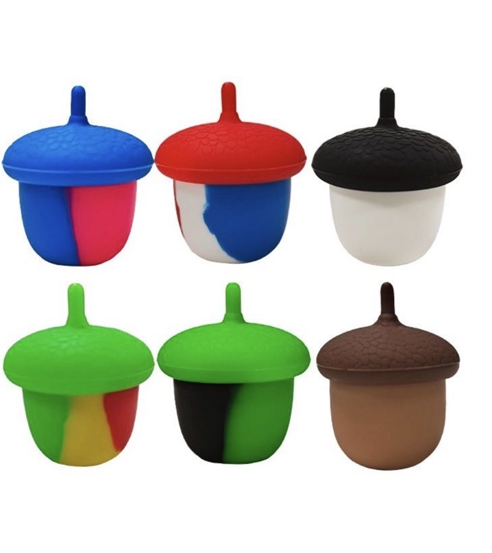 Pack Of (20) 5ml Mixed Color Acorn Silicone Containers Non-stick Oil Jars Stash