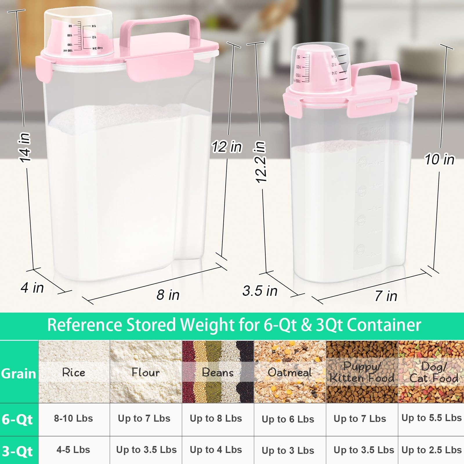 TBMax 2 Pack Airtight Rice Container 5 Lbs +10 Lbs, Cereal Container Oatmeal …