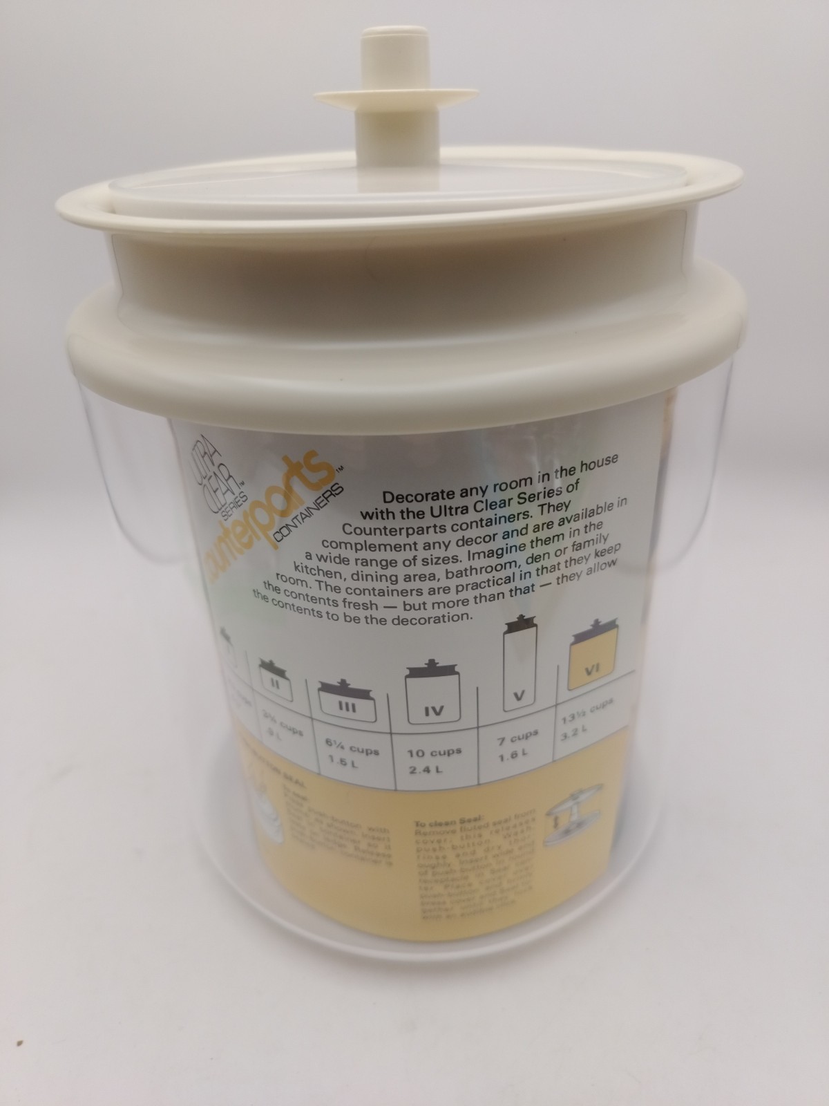 Tupperware Ultra Clear Counterparts VI 13.5 Cup Container Push Seal Lid 3.2L