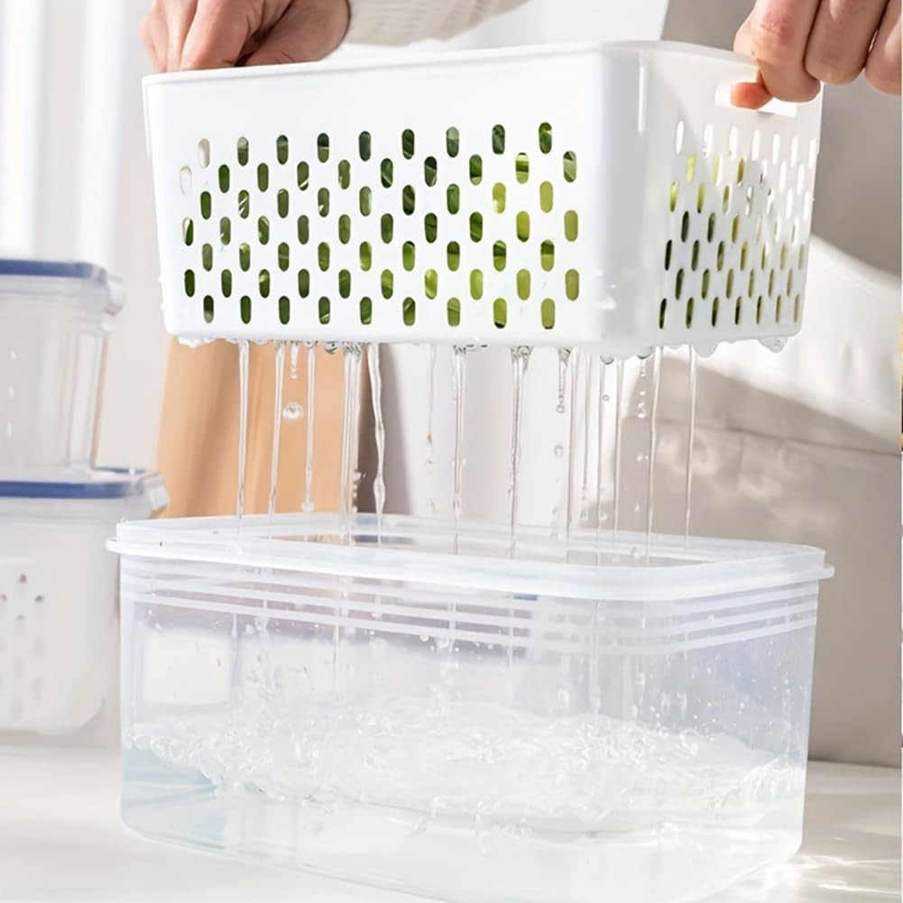 2 Pack Fruit Storage Containers for Fridge, Stackable Food Storage Containers…