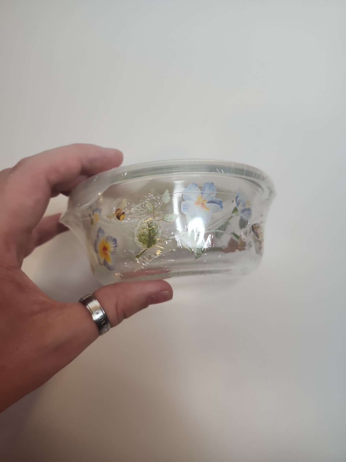 Lenox Butterfly Meadow Round Food Storage Container 13.5 oz Glass W/ Lid Sealed