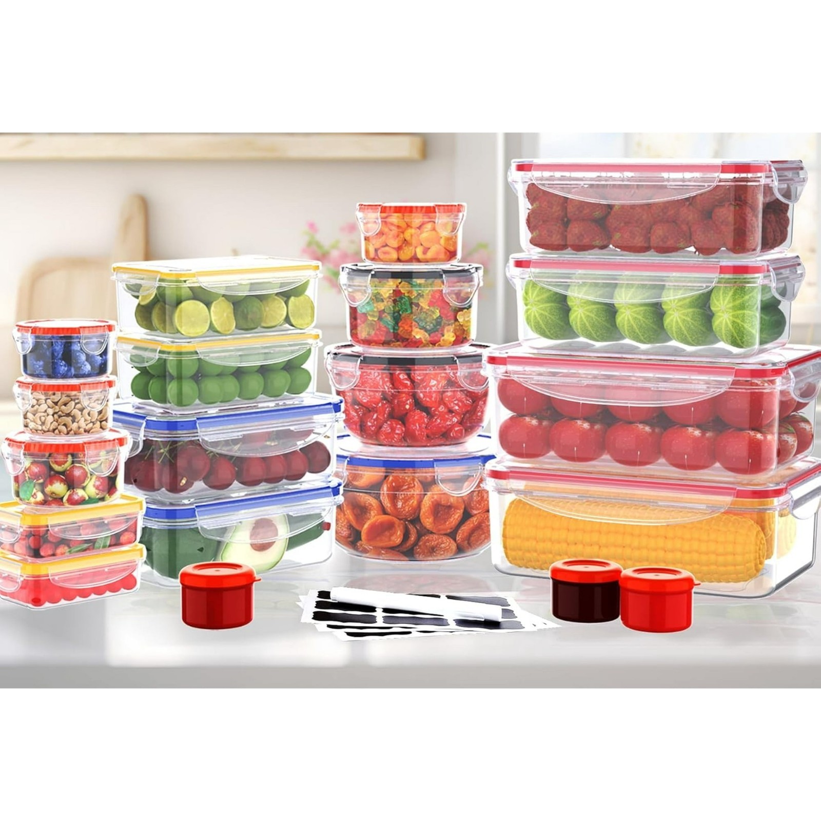 40 PC Food Storage Containers with Lids-BPA-Free Plastic Meal Prep Container Set