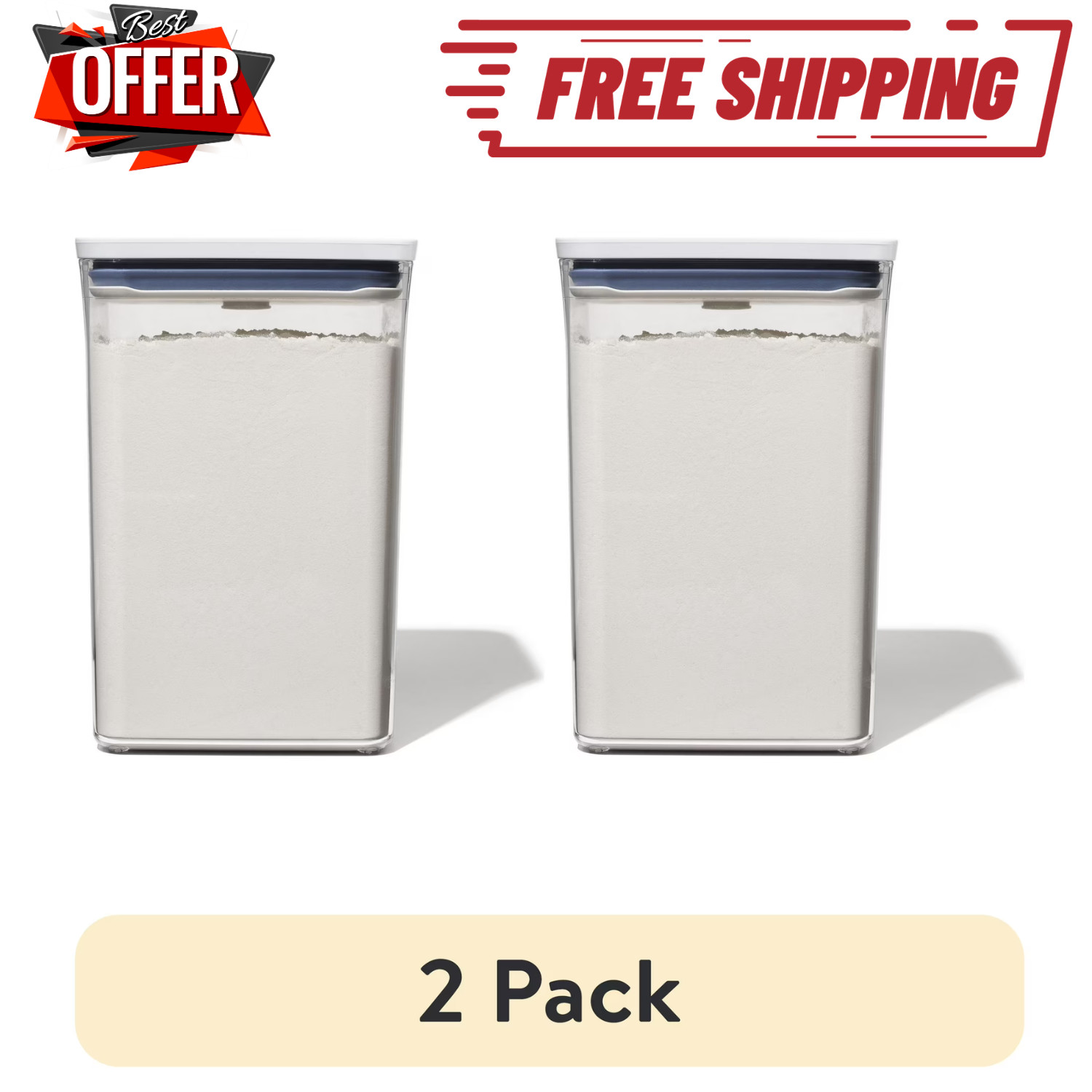 2 Pack OXO Softworks POP Container 4.4Qt Big Square Medium Airtight Storage