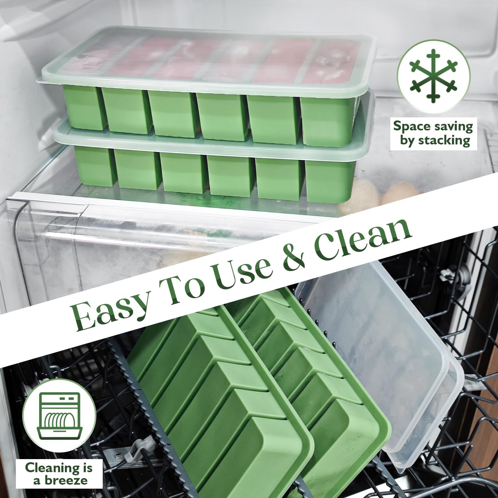 Silicone Freezer Trays with Lids, 1/2 Cup Silicone Soup Freezer Molds Set of …