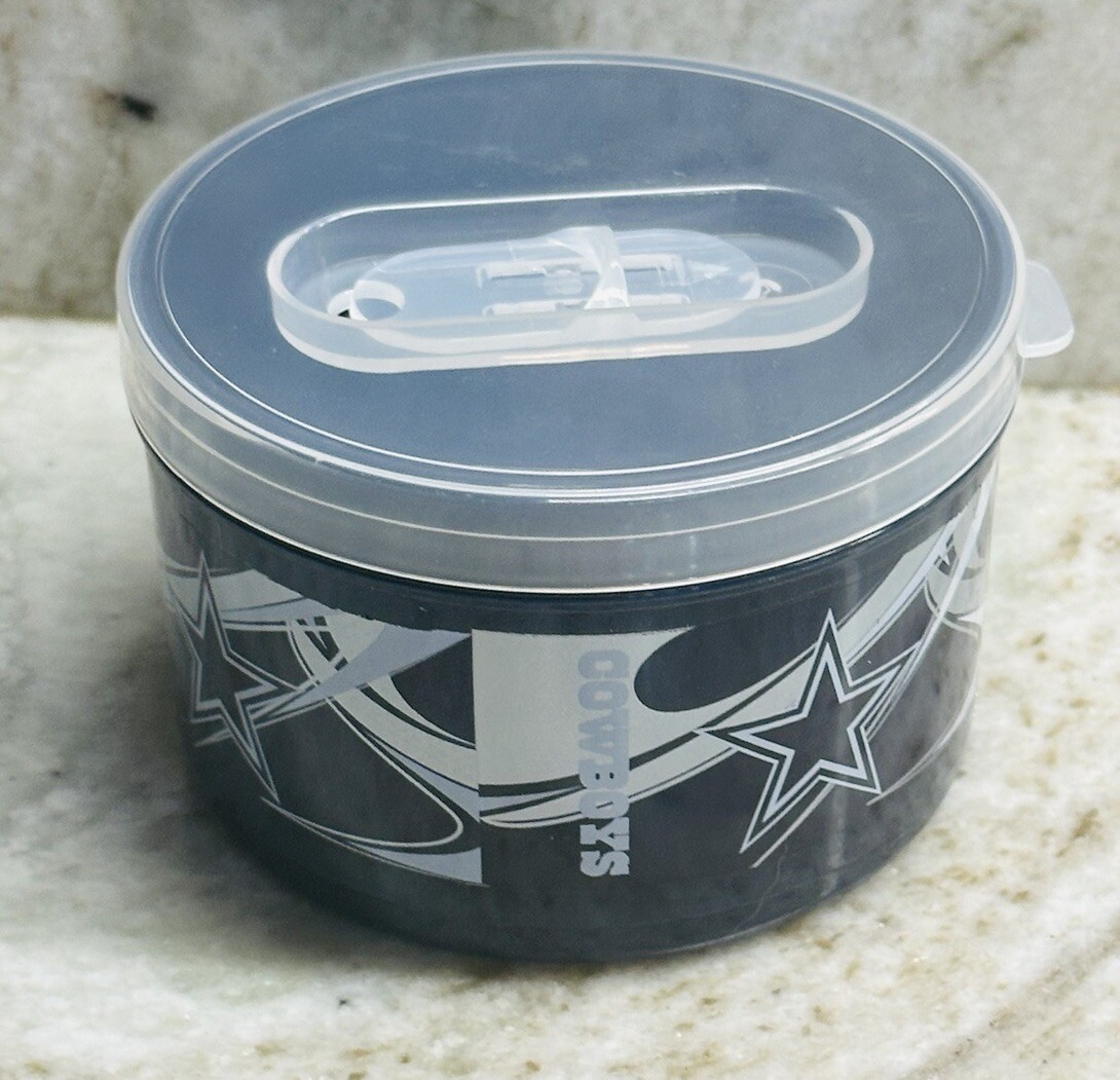 NFL DALLAS COWBOYS Plastic Dip Snack Container W/Lid 11.5oz/340ml Licensed Item