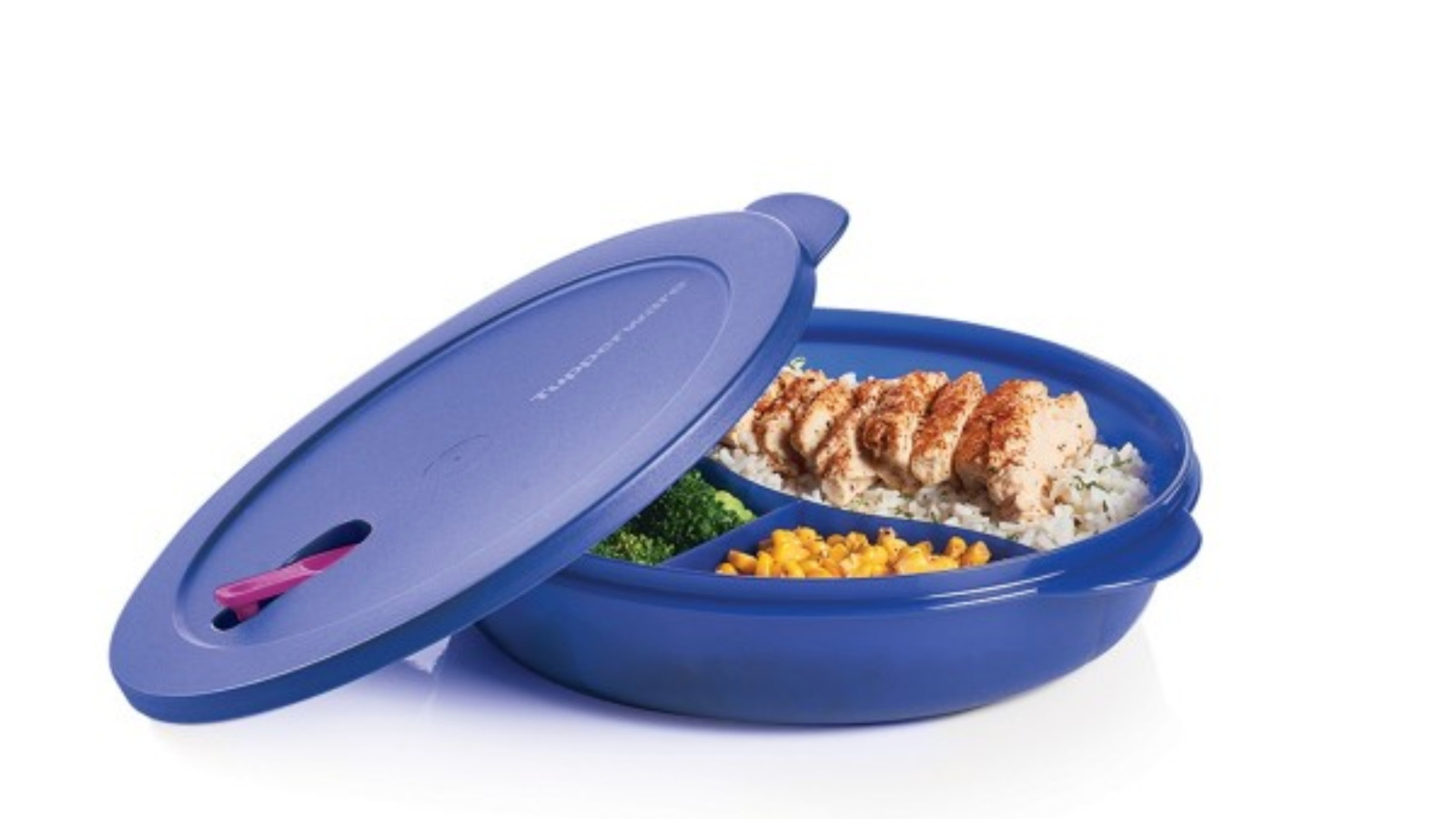 Tupperware Crystalwave Plus Divided Dish w/ Vent- Tokyo Blue-NIP
