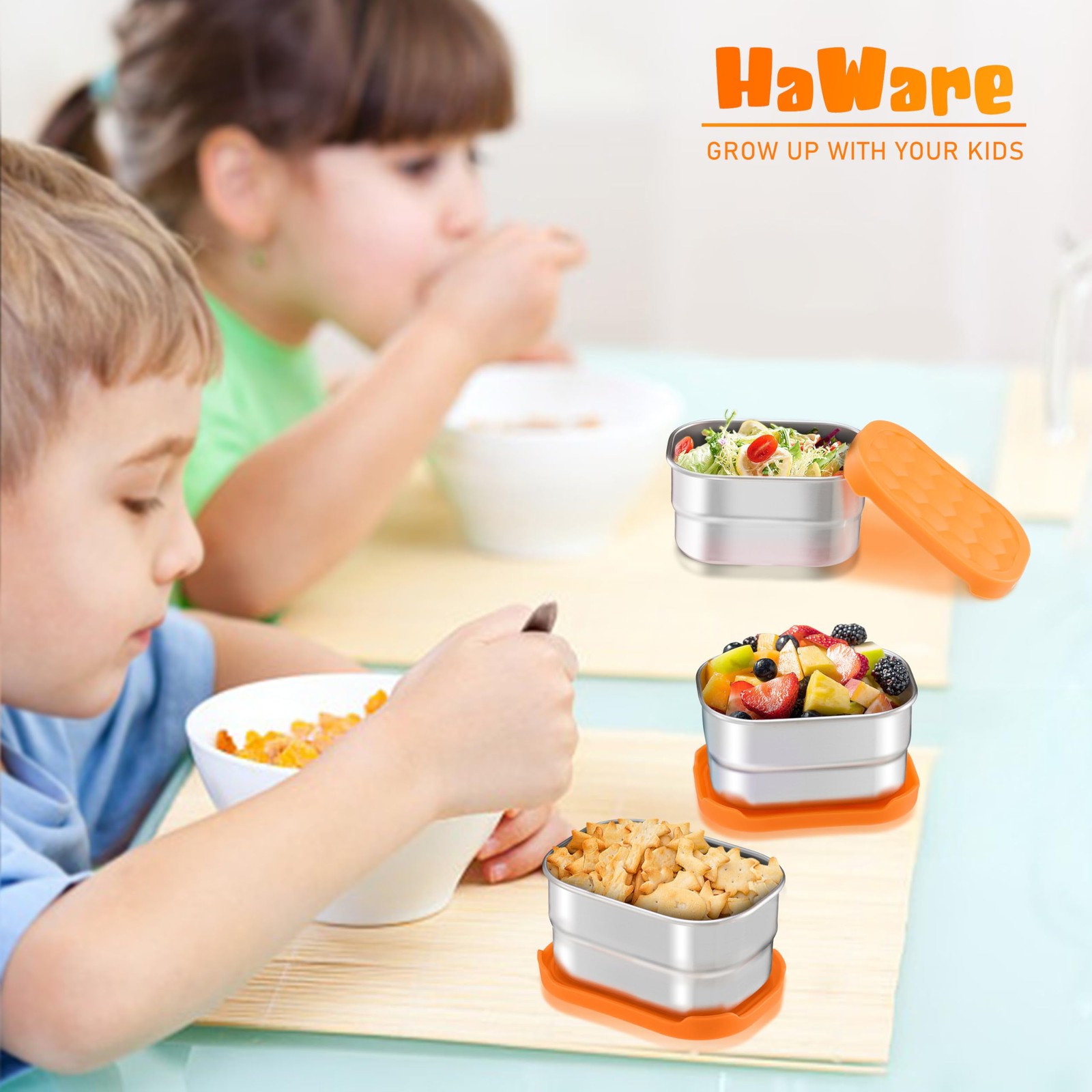 Stainless Steel Snack Containers, 8 oz, 3 Packs