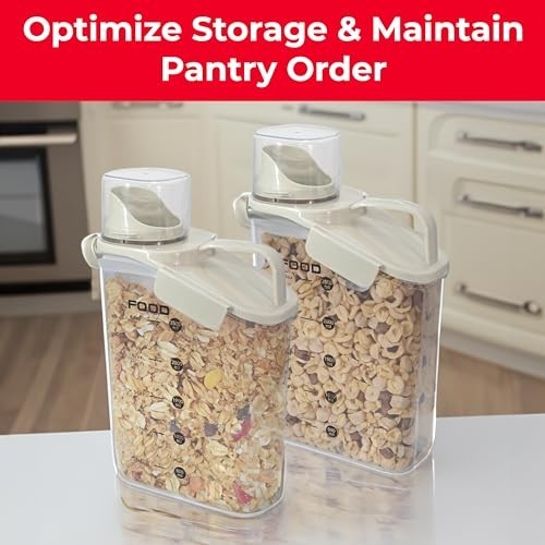 Two Pack Food & Cereal Storage Container – 2.6L Airtight Plastic Kitchen Organiz
