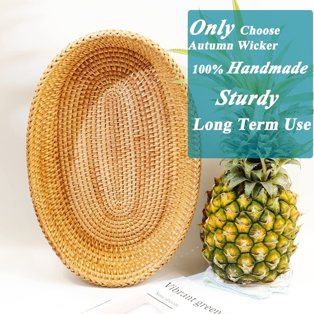 12.6 Inch Woven Bread Basket Fruit Basket for Kitchen Counter Wicker Handmade…