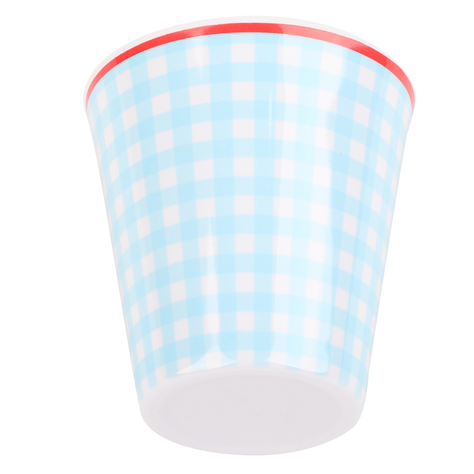 Melamine Cup Drinkware Light Blue Checkerboard Design