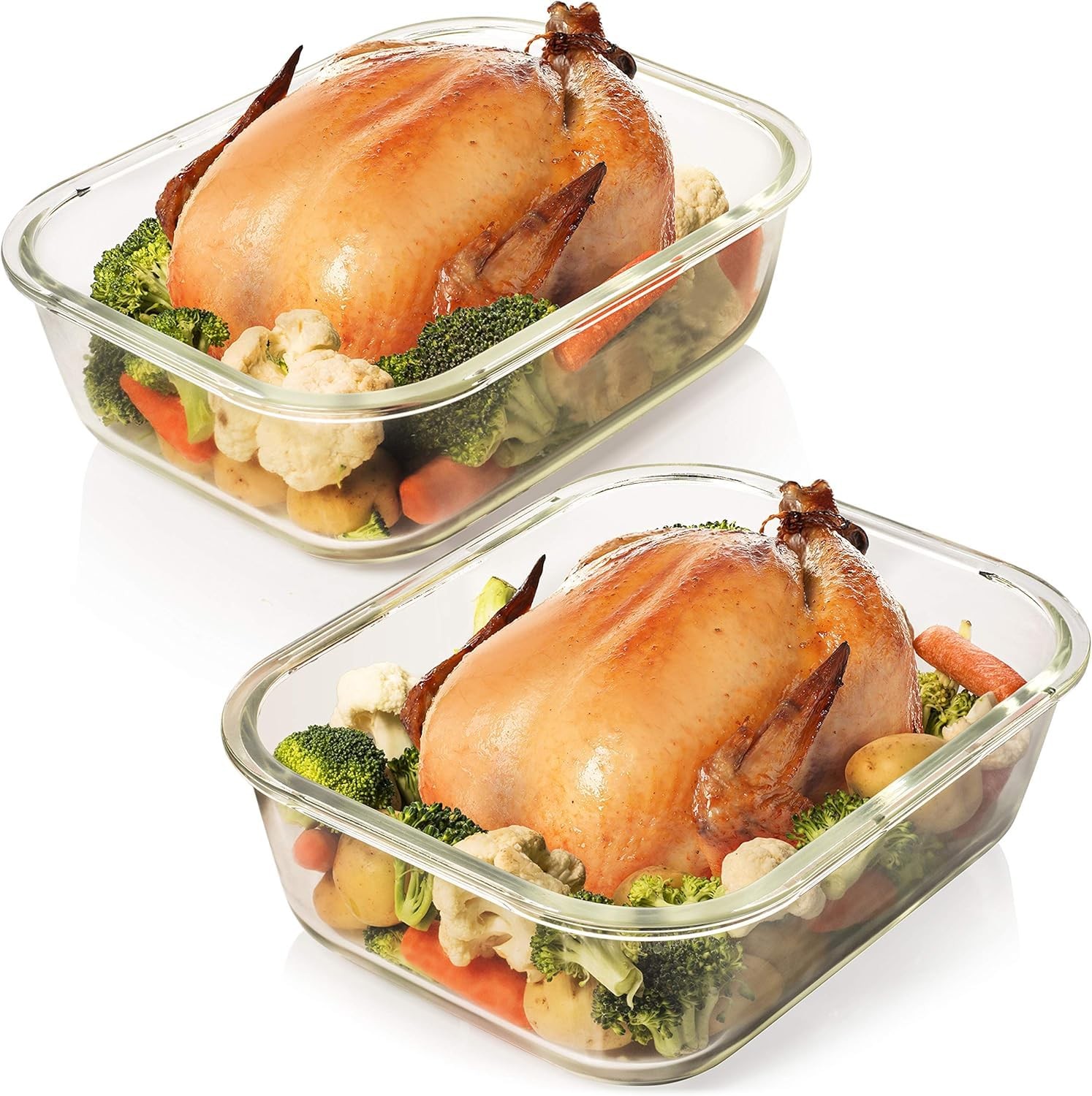 Razab 10 Cups/ 80 Oz 4 Pc (Set of 2) Glass Food Storage 2260 ml / 80 oz, Blue