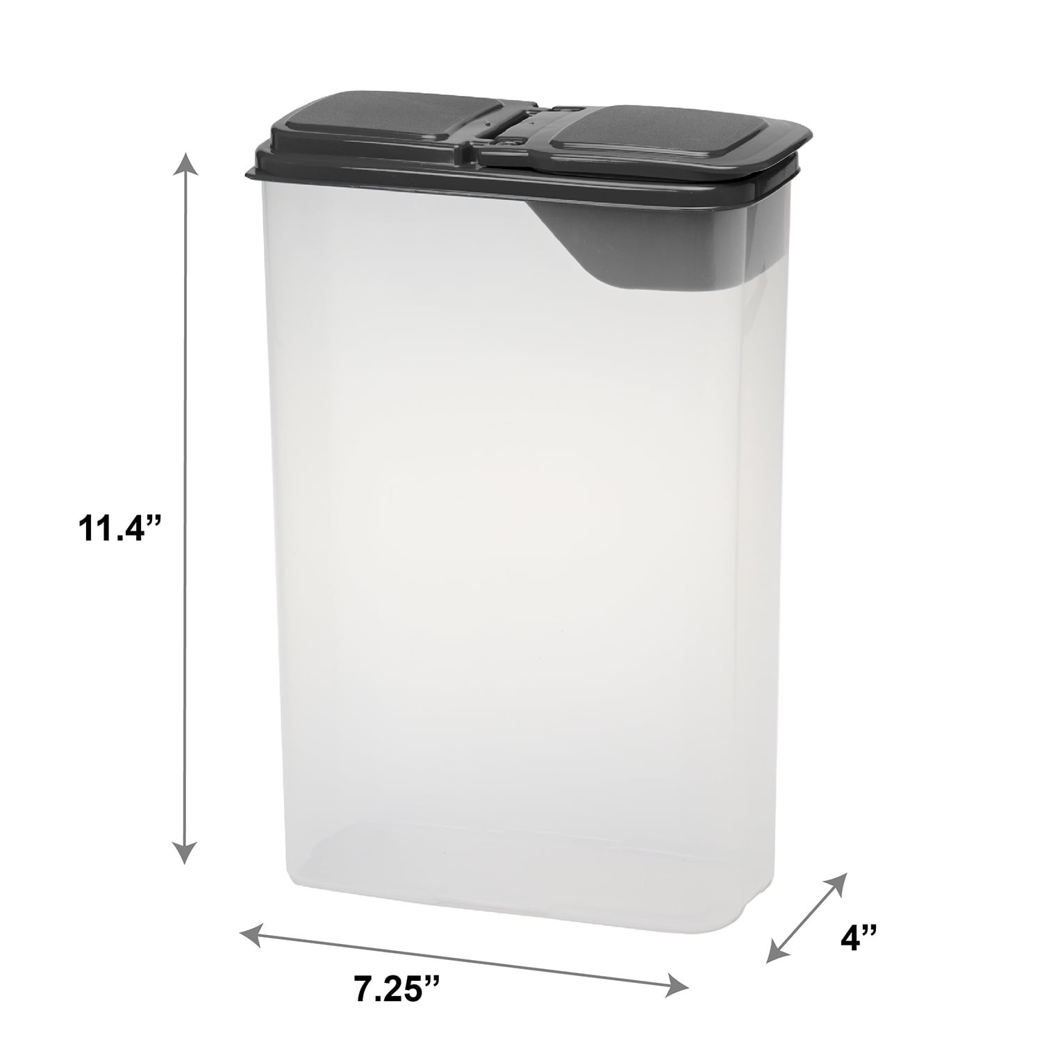 (2 pack Plastic Small Cereal Dispenser Clear Gray Lid 16-Cups Single 7.25″ x 4″