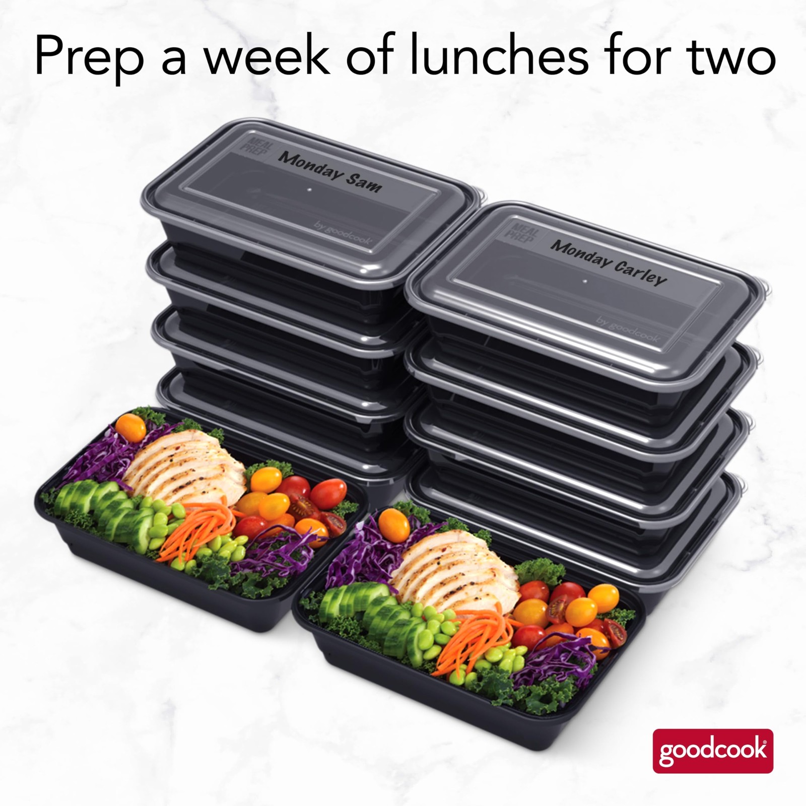 GoodCook Meal Prep Containers, Single Compartment 1 Count (Pack of 1), Black