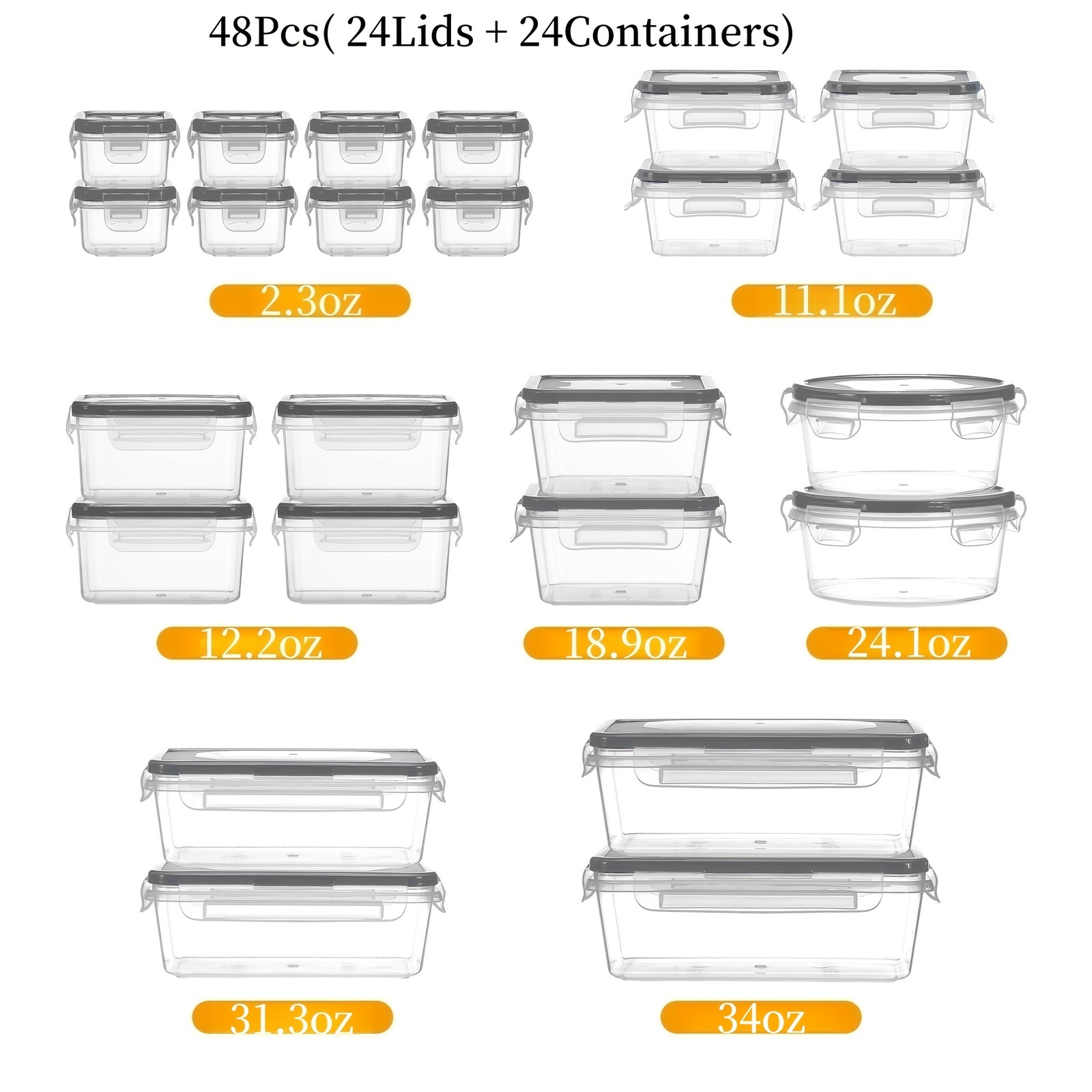 24/40/48pcs Food Storage Container, Fresh-Keeping Boxes