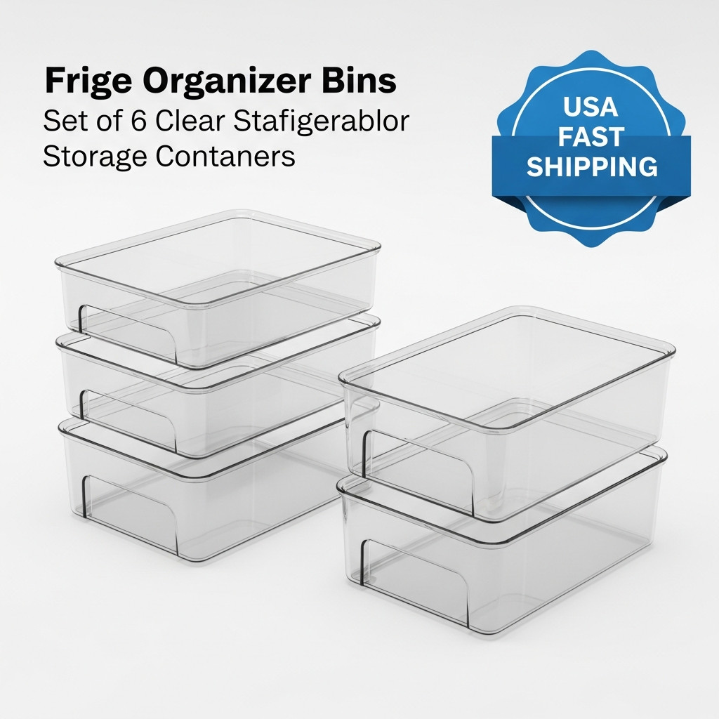 Fridge Organizer Bins Set of 6 Clear Stackable Refrigerator Storage Containers
