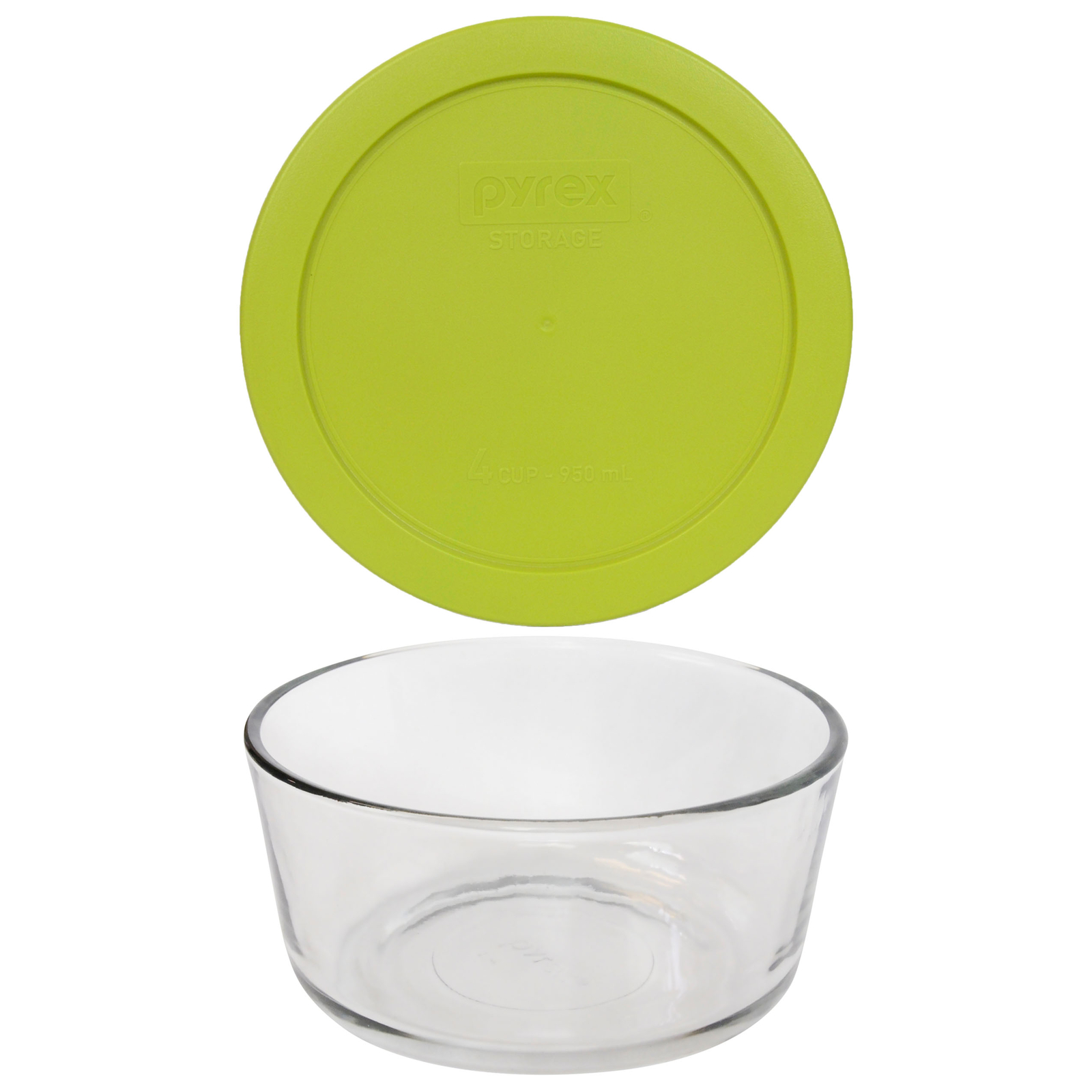 Pyrex (1) 7201 4 Cup Glass Bowl & (1) 7201-PC Green Edamame Lid
