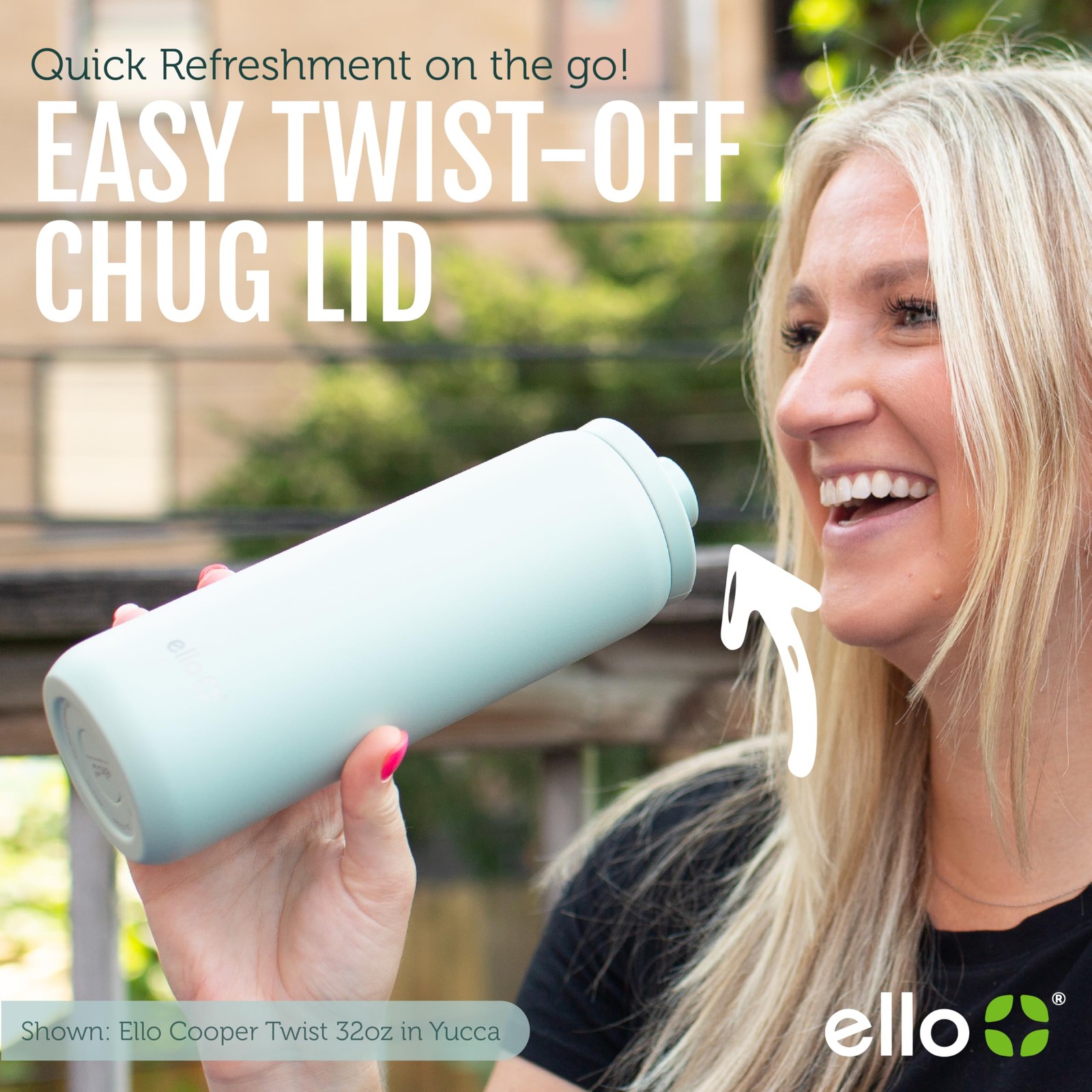 Ello Cooper Twist 32Oz Stainless Steel Water Bottle Chug Lid Leak Proof Double