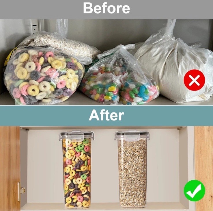 Cereal Containers Storage – 4 Pack Cereal Dispenser Airtight Food Storage Con…