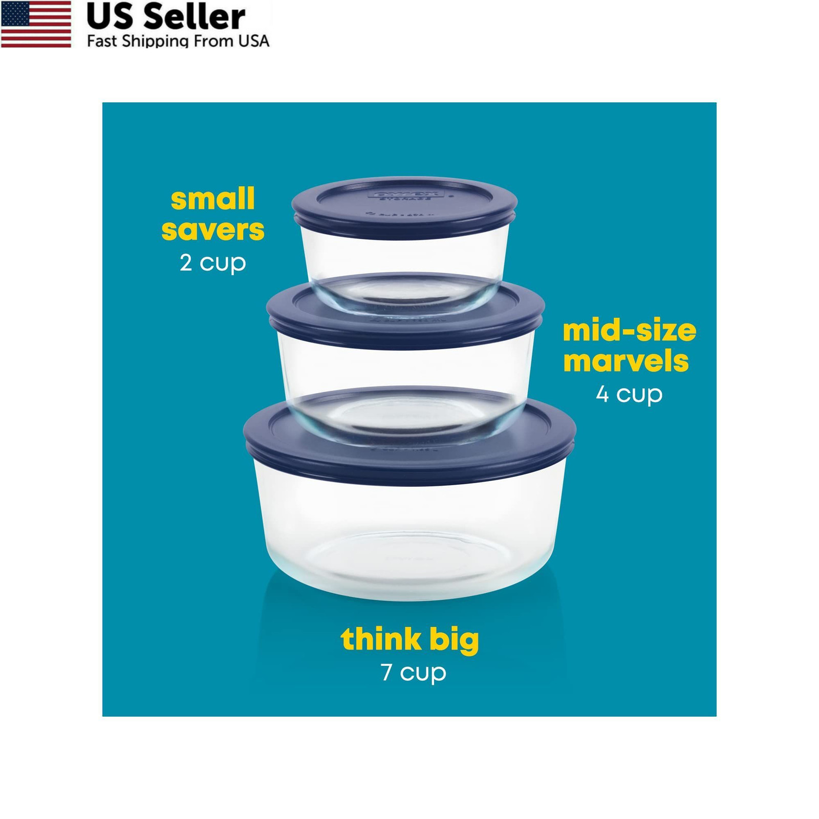 Pyrex Simply Store (3-Pack) Glass Food Storage Containers Set, (2, 4 &