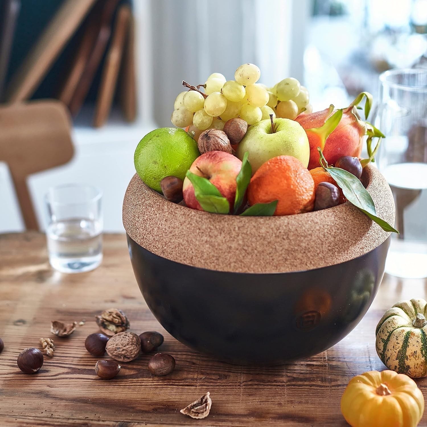 Emile Henry Deep Food Storage Bowl 10.6″ with Lid Black Truffle Made in France