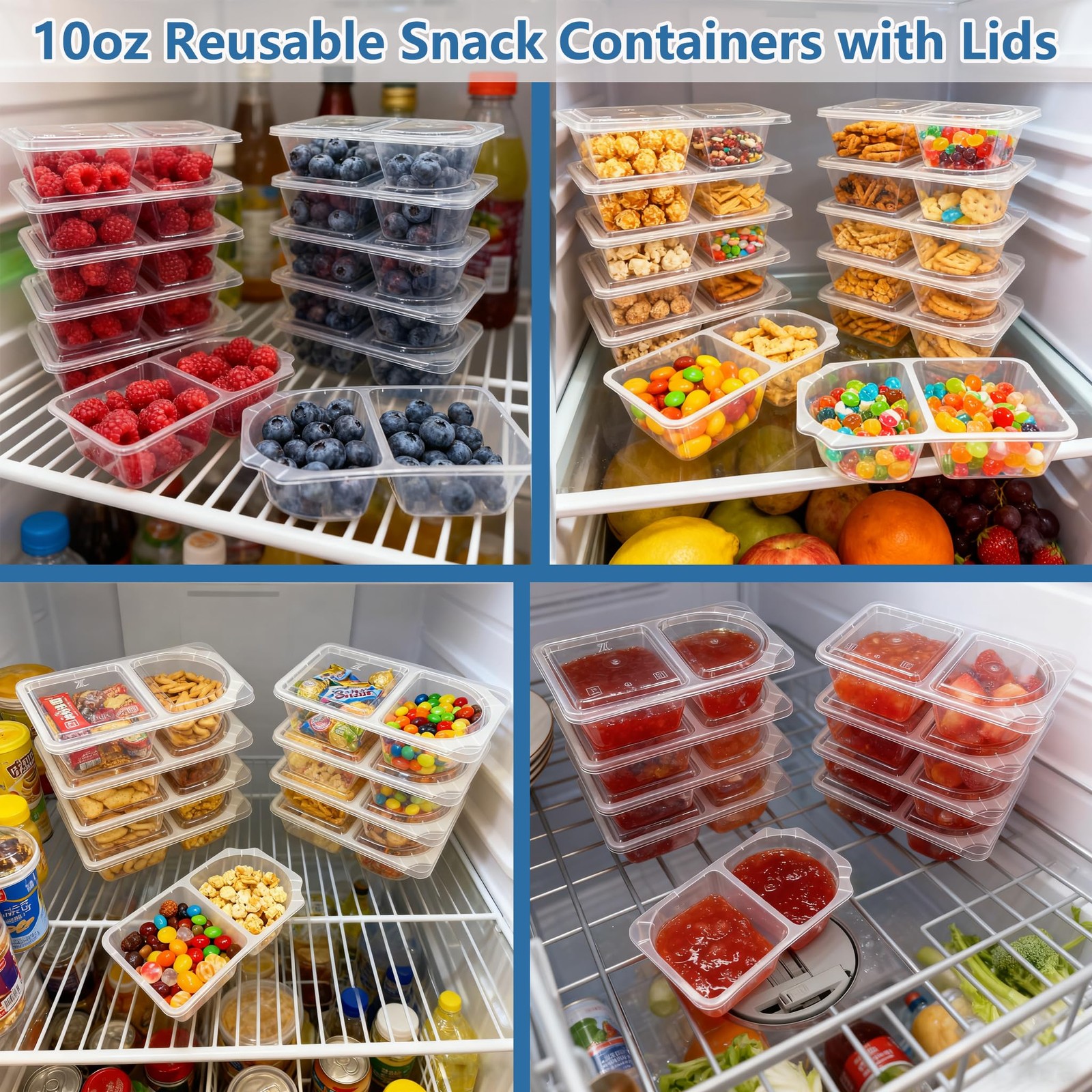 CUNLU 10 OZ Reusable Snack 3.54 x 5.9 x 1.37 inches, transparent 10 Set