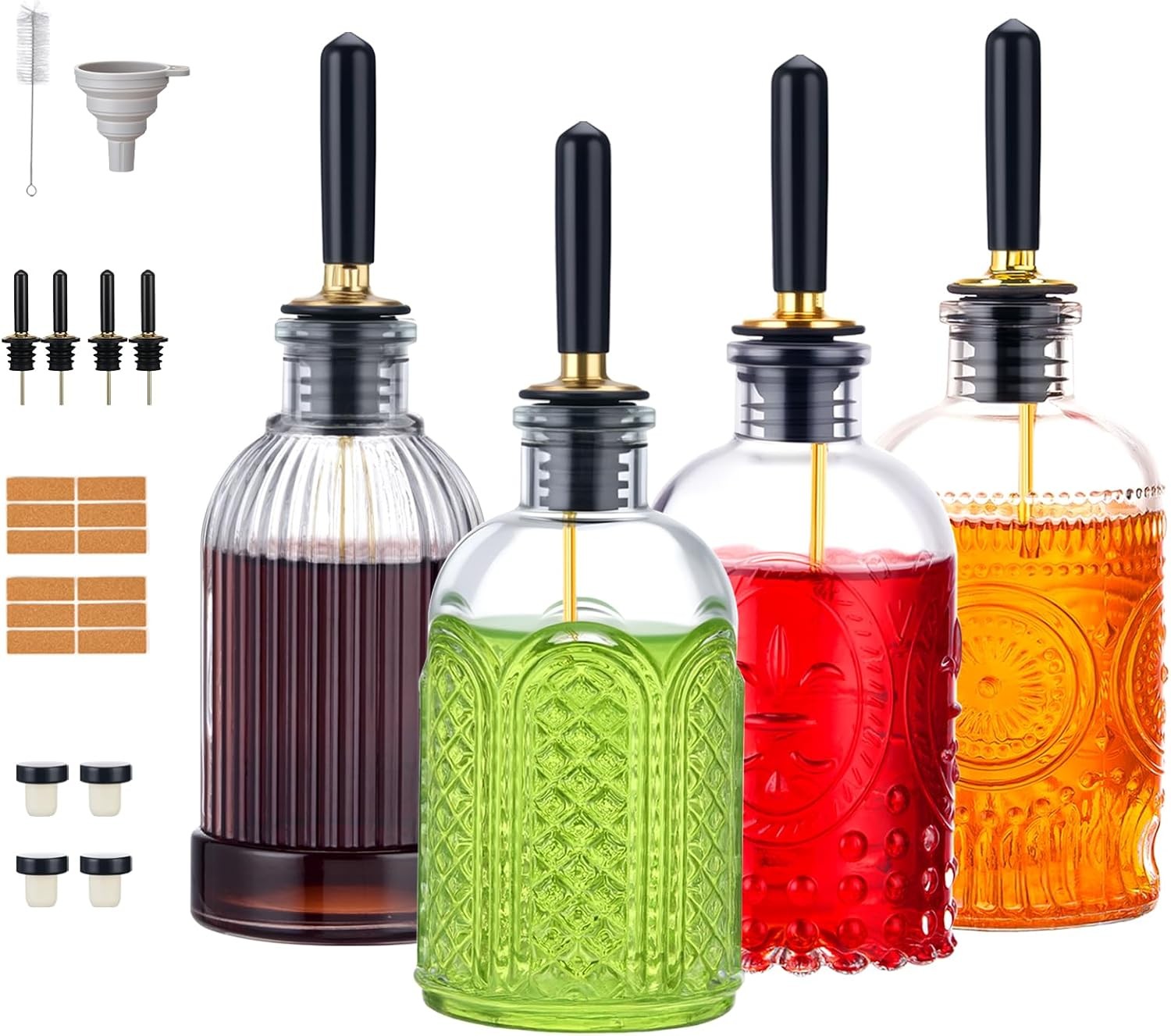 1 Pack Glass Coffee Syrup Dispenser Bottles 7 OZ Simple Syrup Bottles W/ Metal
