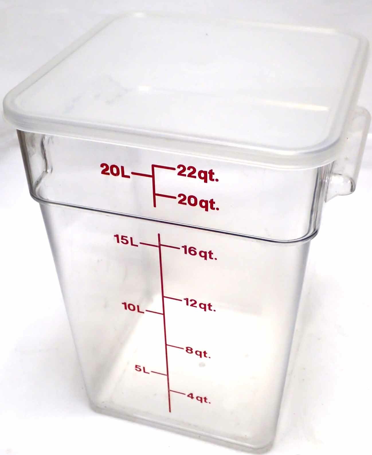 CAMBRO 22SFSCW CAMWEAR CAMSQUARE 22qt FOOD STORAGE CONTAINER w/ SEAL COVER CLEAR