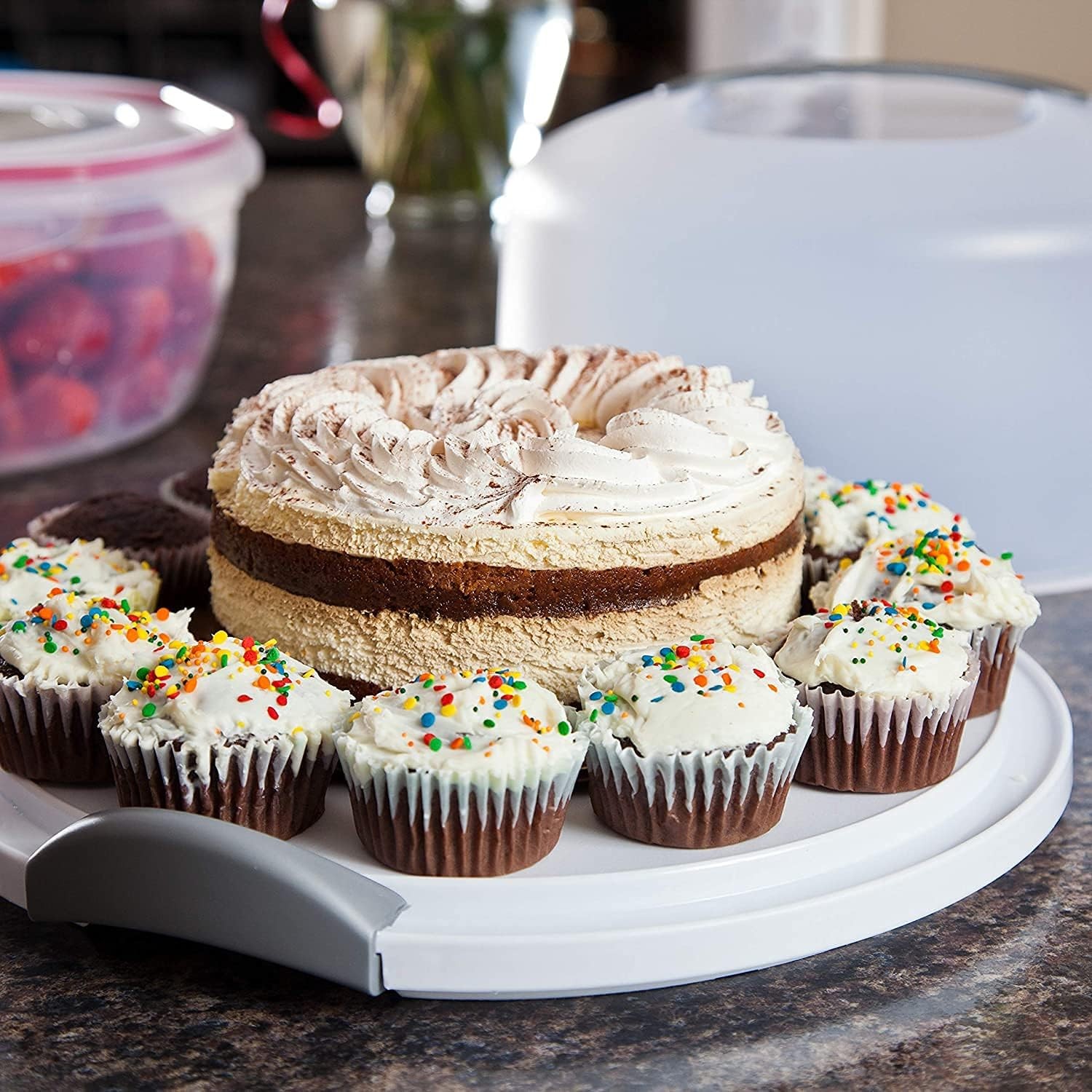 Sterilite Cake Server Circular Serving Container White- 12″ Cake