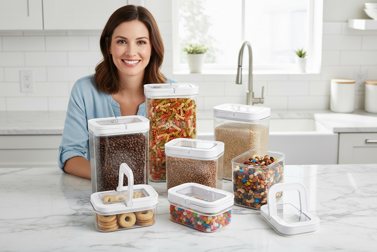 Airtight Food Storage Containers for Pantry, 7 Piece Set, FlipLock -Hand Seal…