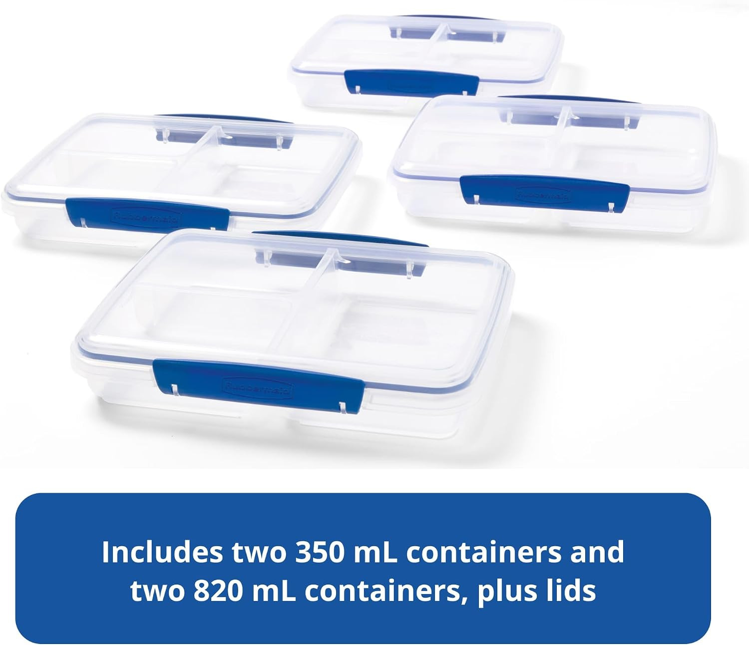Rubbermaid Pack & Go Set with Two 350 Ml Containers and Two 820 Ml Containers, D