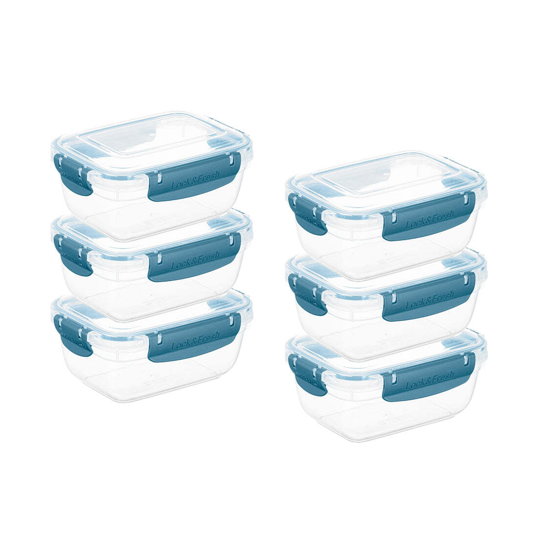 Superio Plastic Food Storage Containers, Airtight Lids, 27 oz., Blue, 6 pack