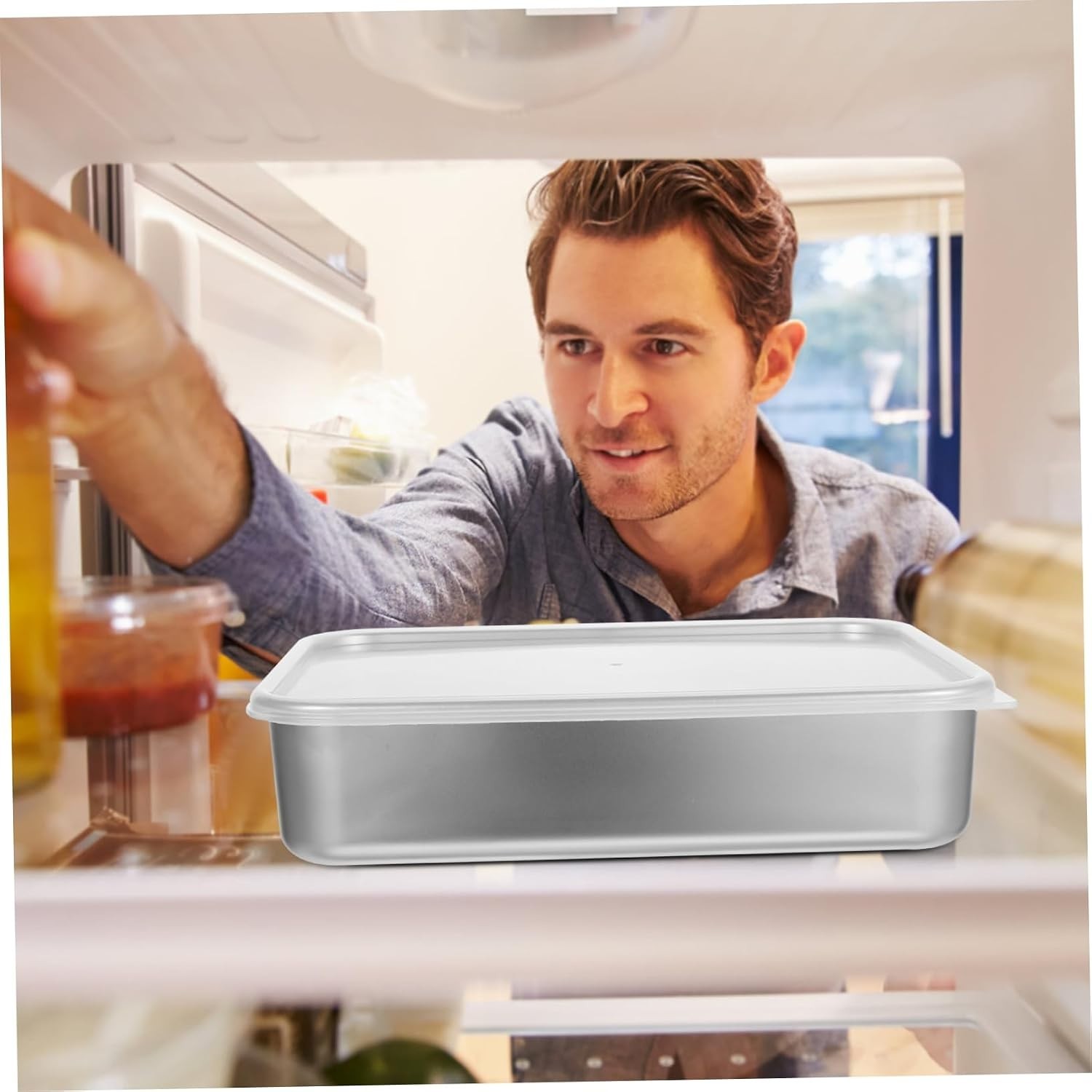 Fridge Organizer Bin Lid Handle Design Capacity Food Storage Container for Fr…