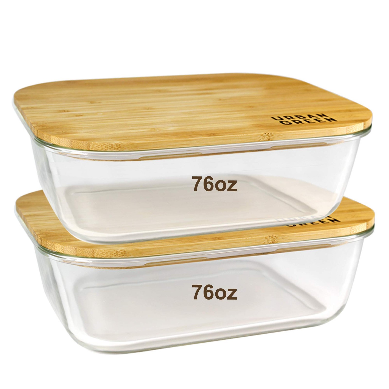 Glass Food Storage Containers, XXLarge Size, 76oz/2260ml, 2 Pack – Lids, Micr…