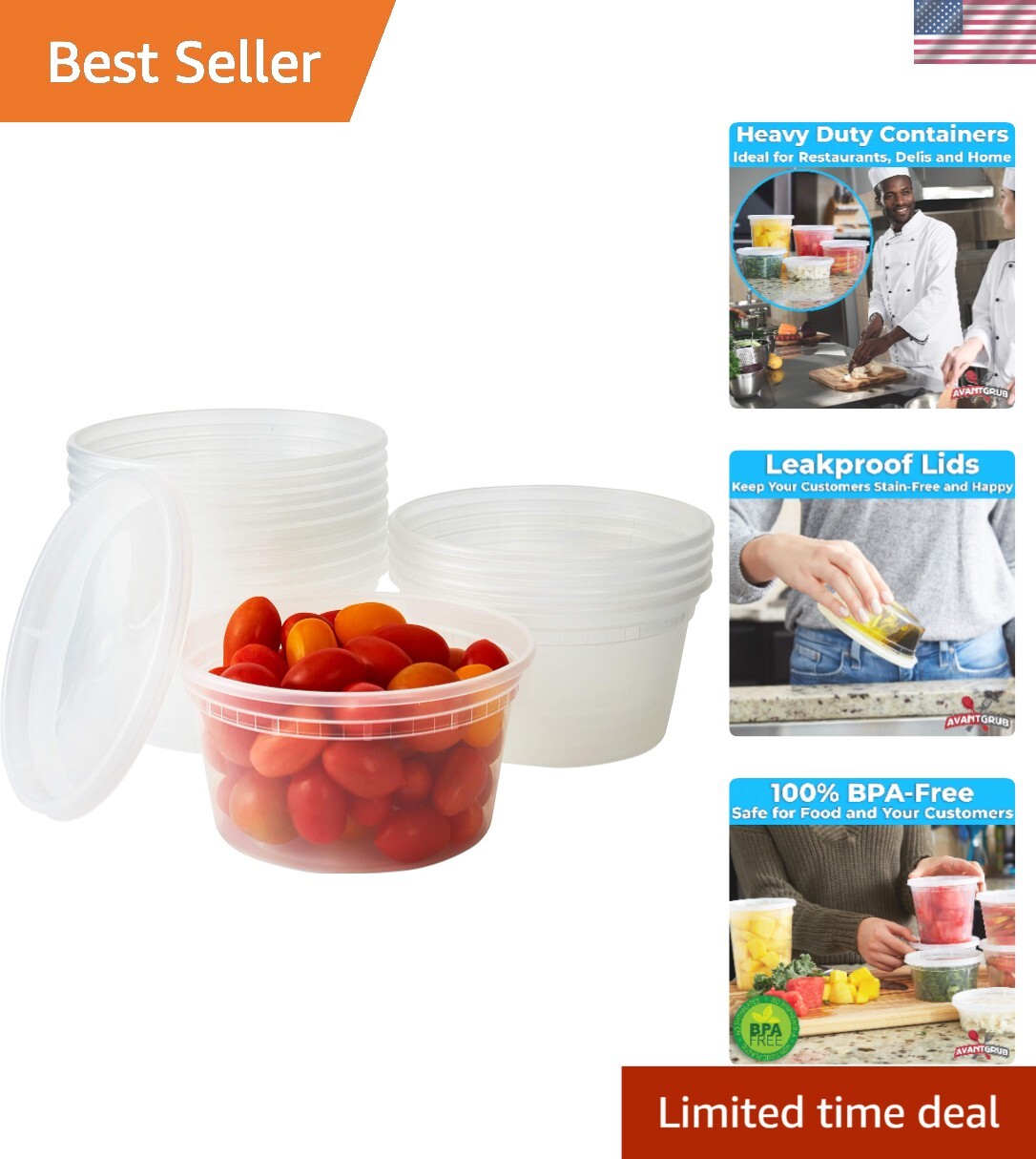 12oz Airtight Plastic Deli Containers – 24 Count, Perfect for Soups and Salads