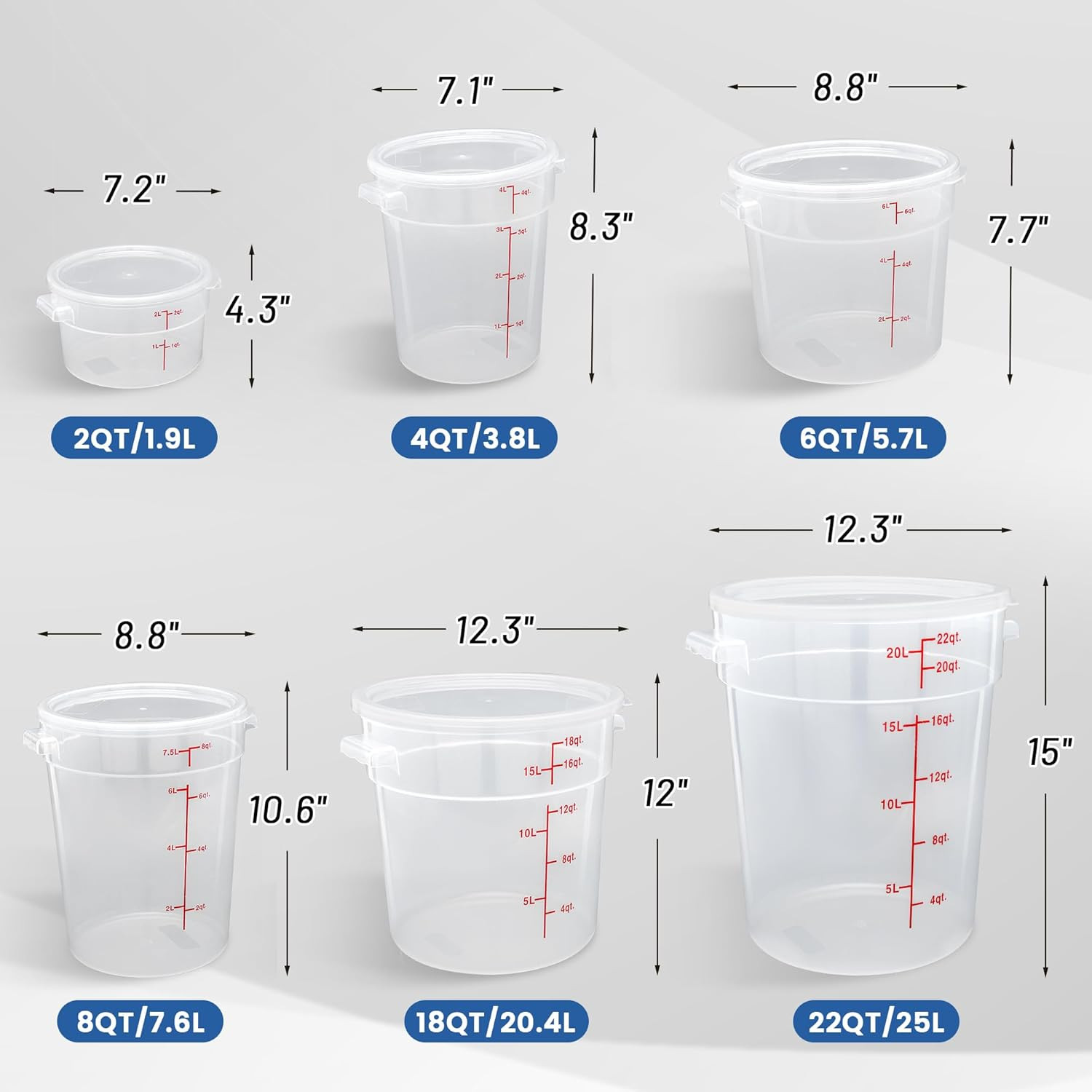 BPA-Free 18QT Round Food Storage Containers – 4 Pack with Lids & Labels