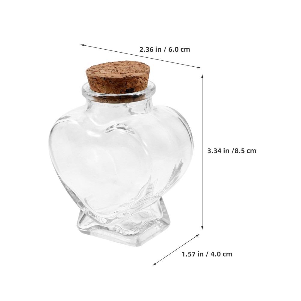 12Pcs Mini Reusable Glass Heart Jars with Cork for Wedding Decoration